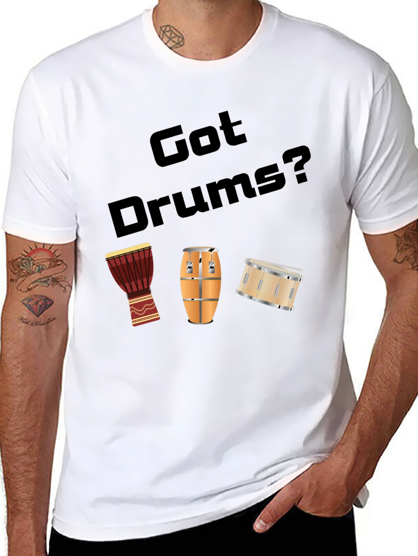 Black Got Drums? Black Graphic T-Shirt view 8