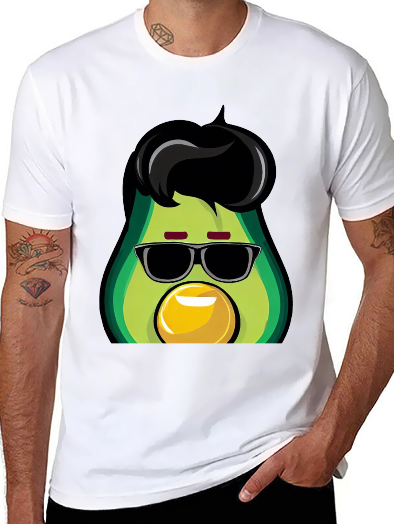 Black Cool Avocado T-Shirt - Funky Graphic Tee view 8