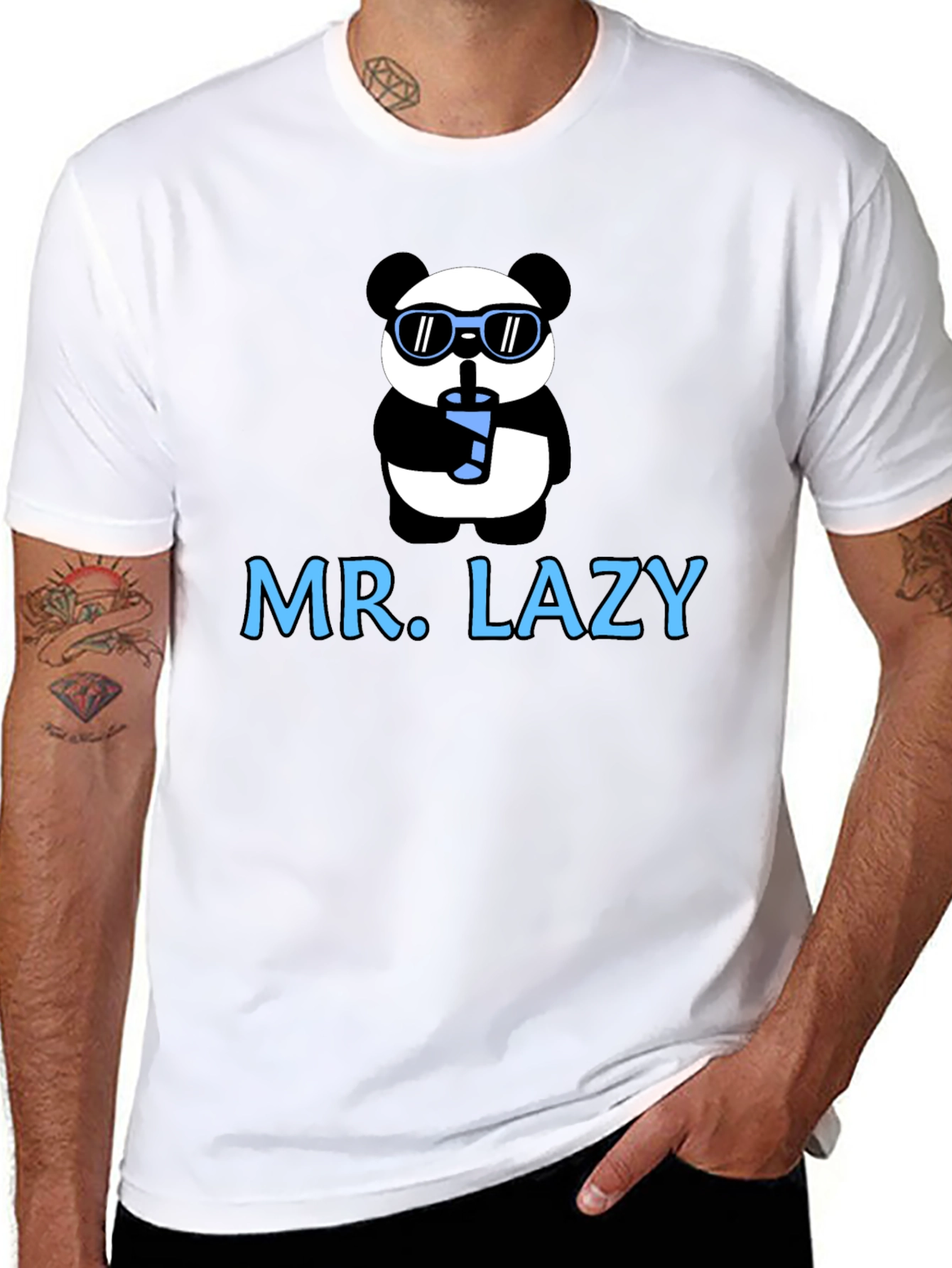 Black Mr. Lazy Panda Graphic T-Shirt view 8