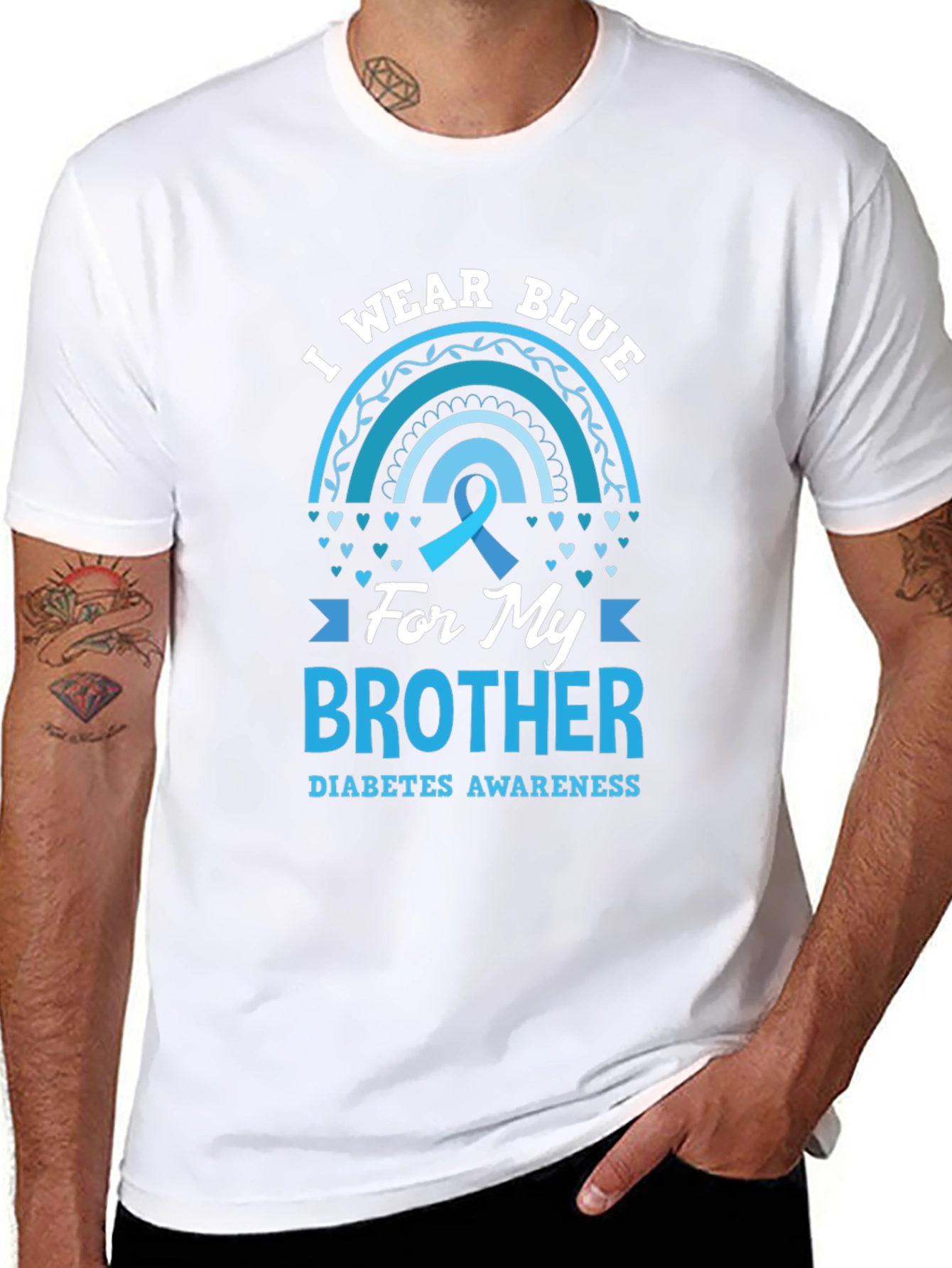 Black Diabetes Awareness Brother T-Shirt view 8