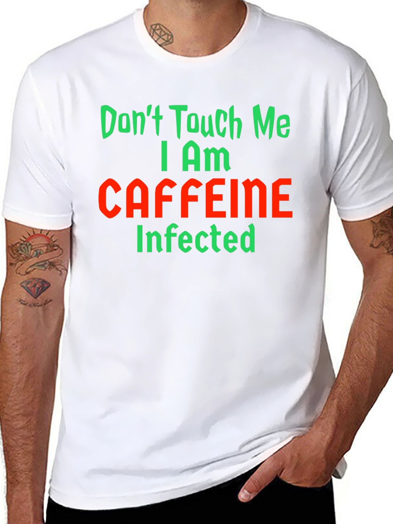 Black Caffeine Infected Graphic T-Shirt - Funny Novelty Tee view 8
