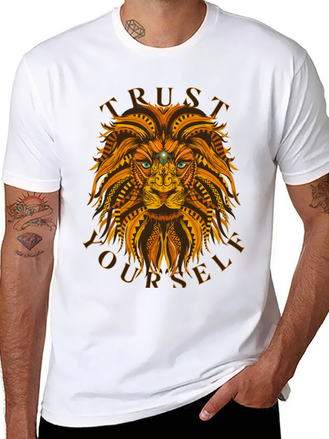 Black Trust Yourself Lion Graphic Tee view 8