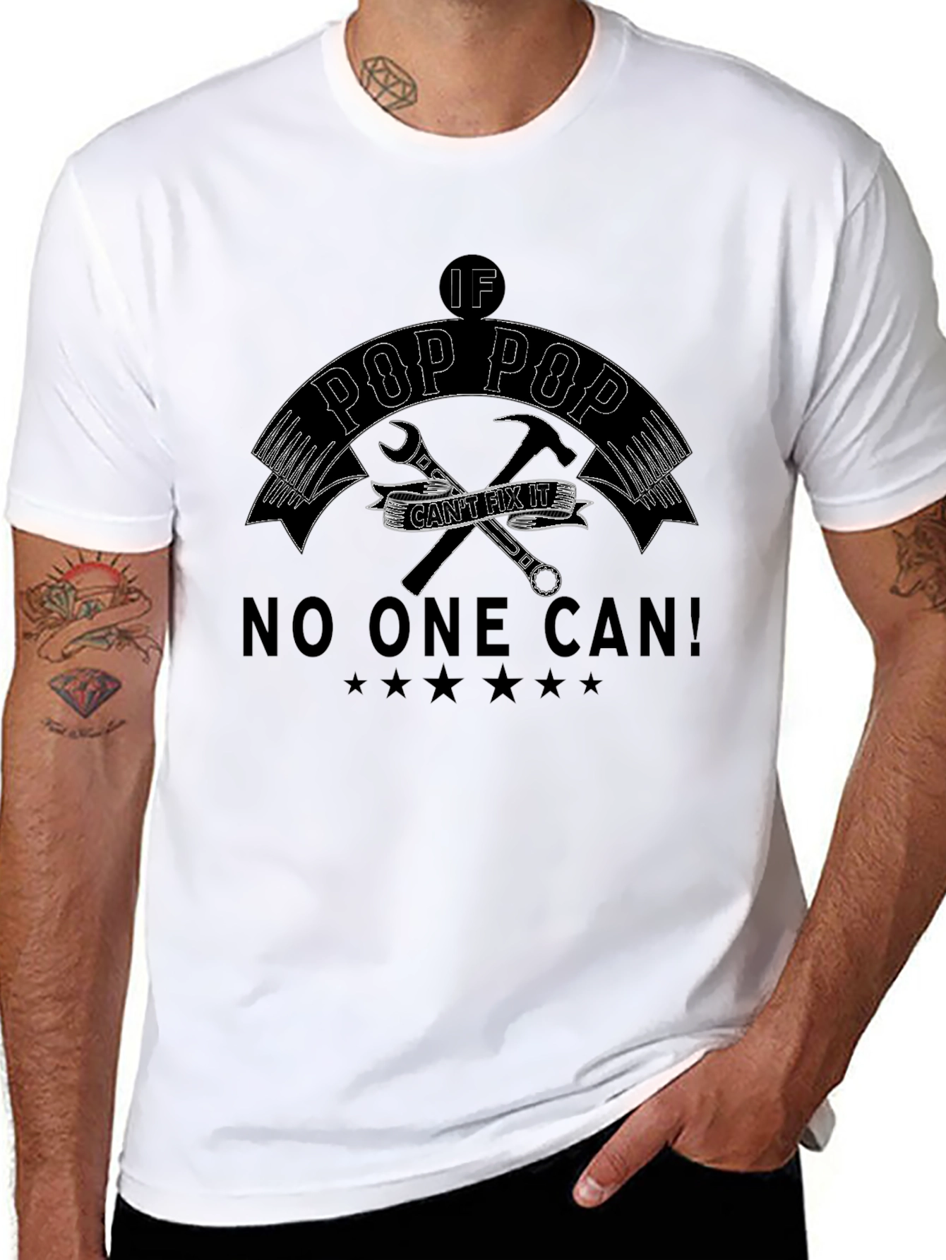 Black Pop Pop Can Fix It T-Shirt - Gift for Grandfather view 8