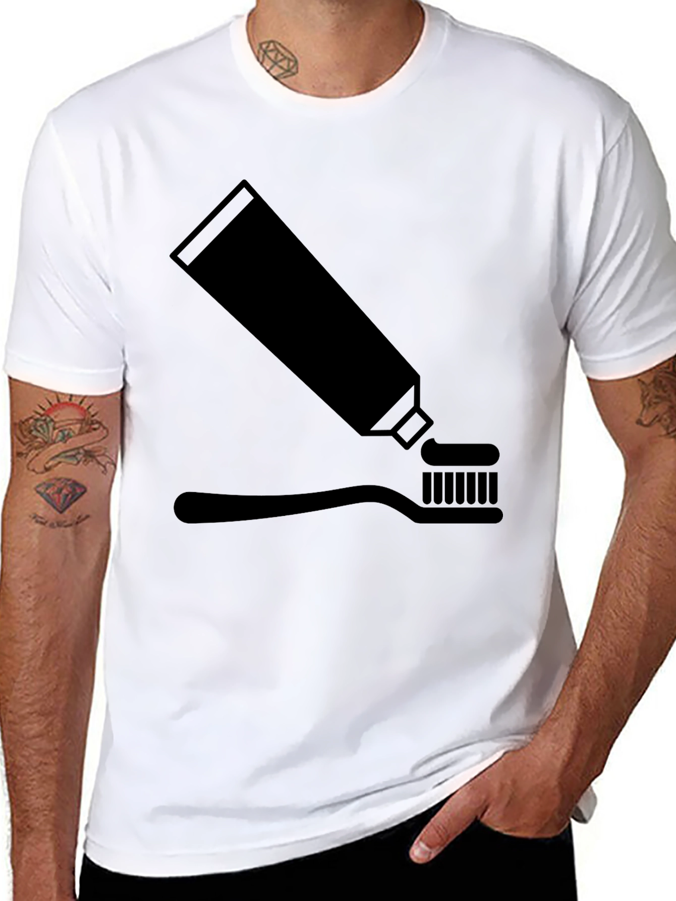 Black Toothpaste & Brush Graphic Tee - Black view 8