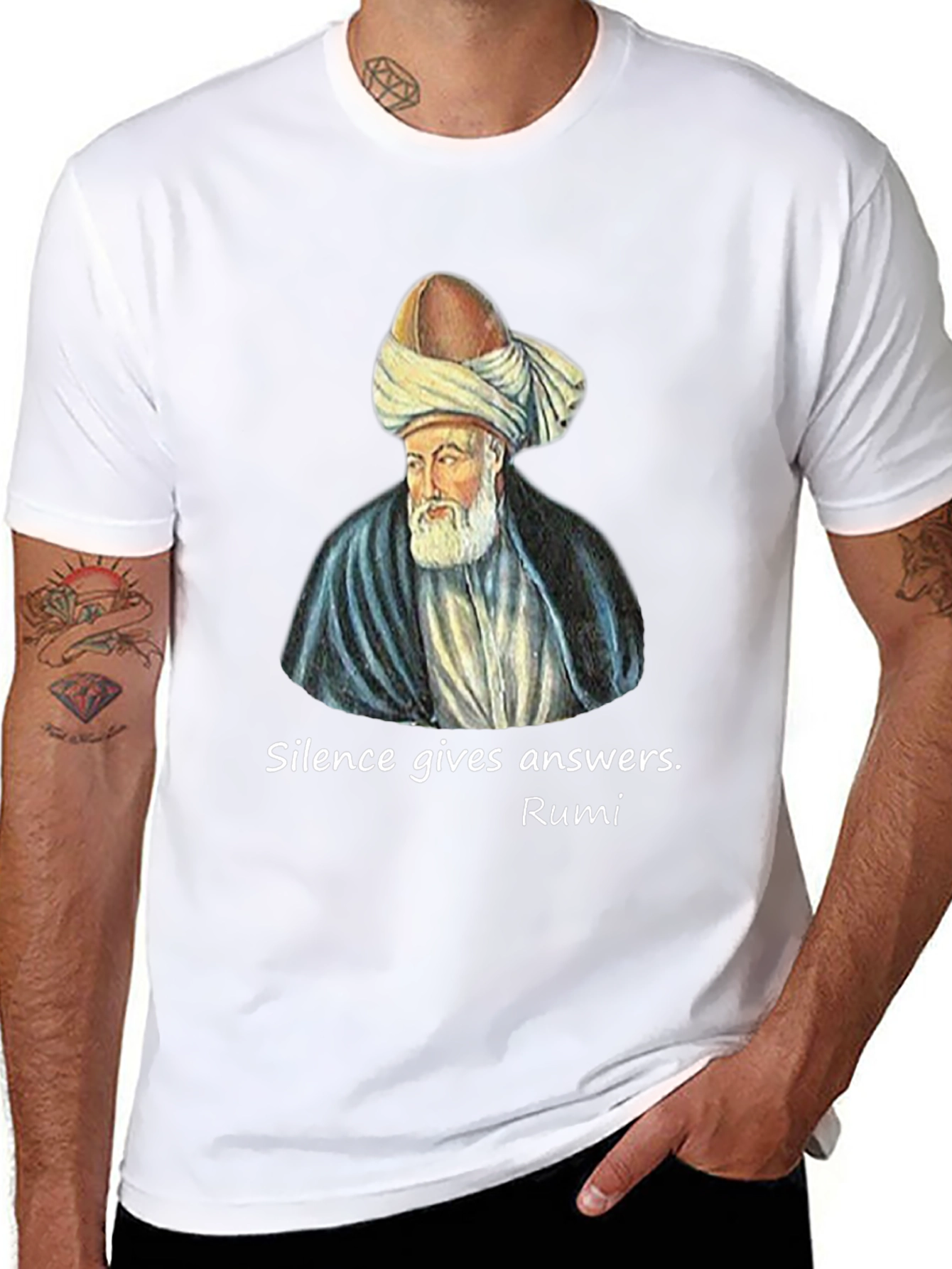 Rumi Quote Graphic T-Shirt - Silence Gives Answers - 8