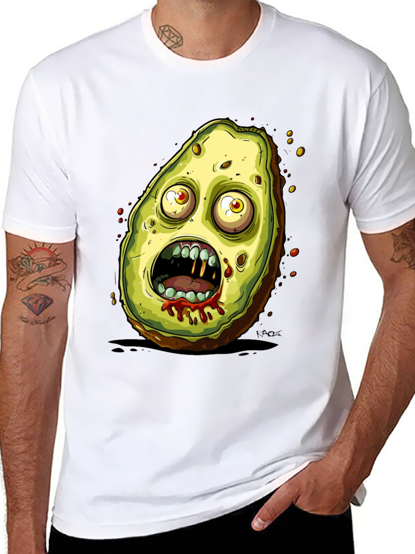 Black Zombie Avocado Graphic Tee - Black view 8