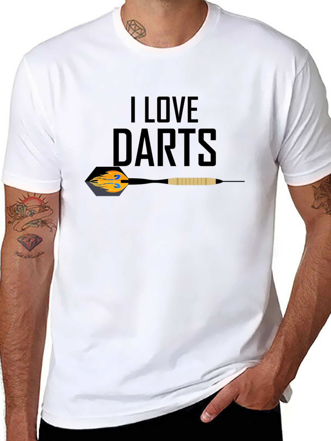 Black I Love Darts Graphic T-Shirt - Black view 8