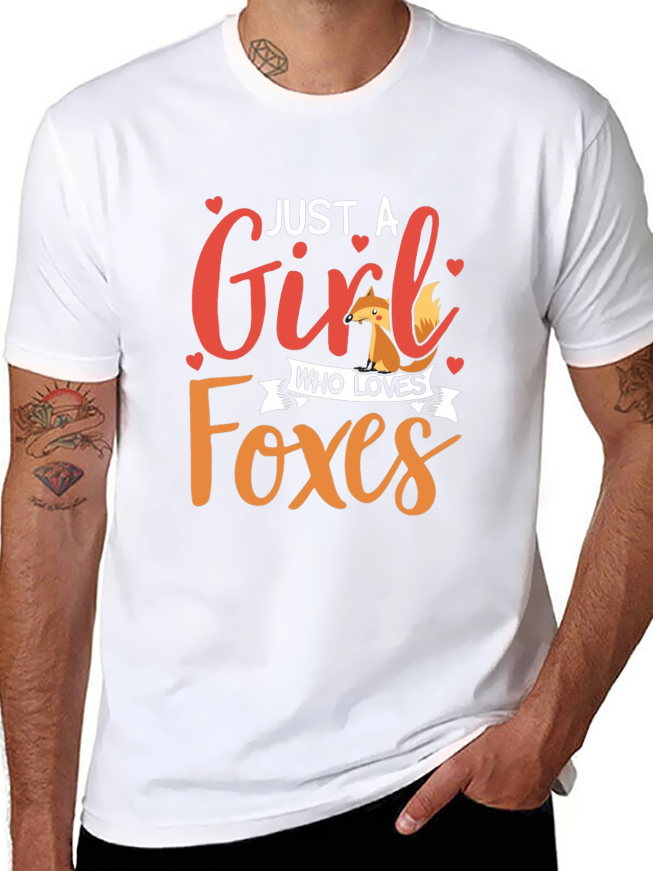 Black Just A Girl Who Loves Foxes Black Graphic Tee view 8