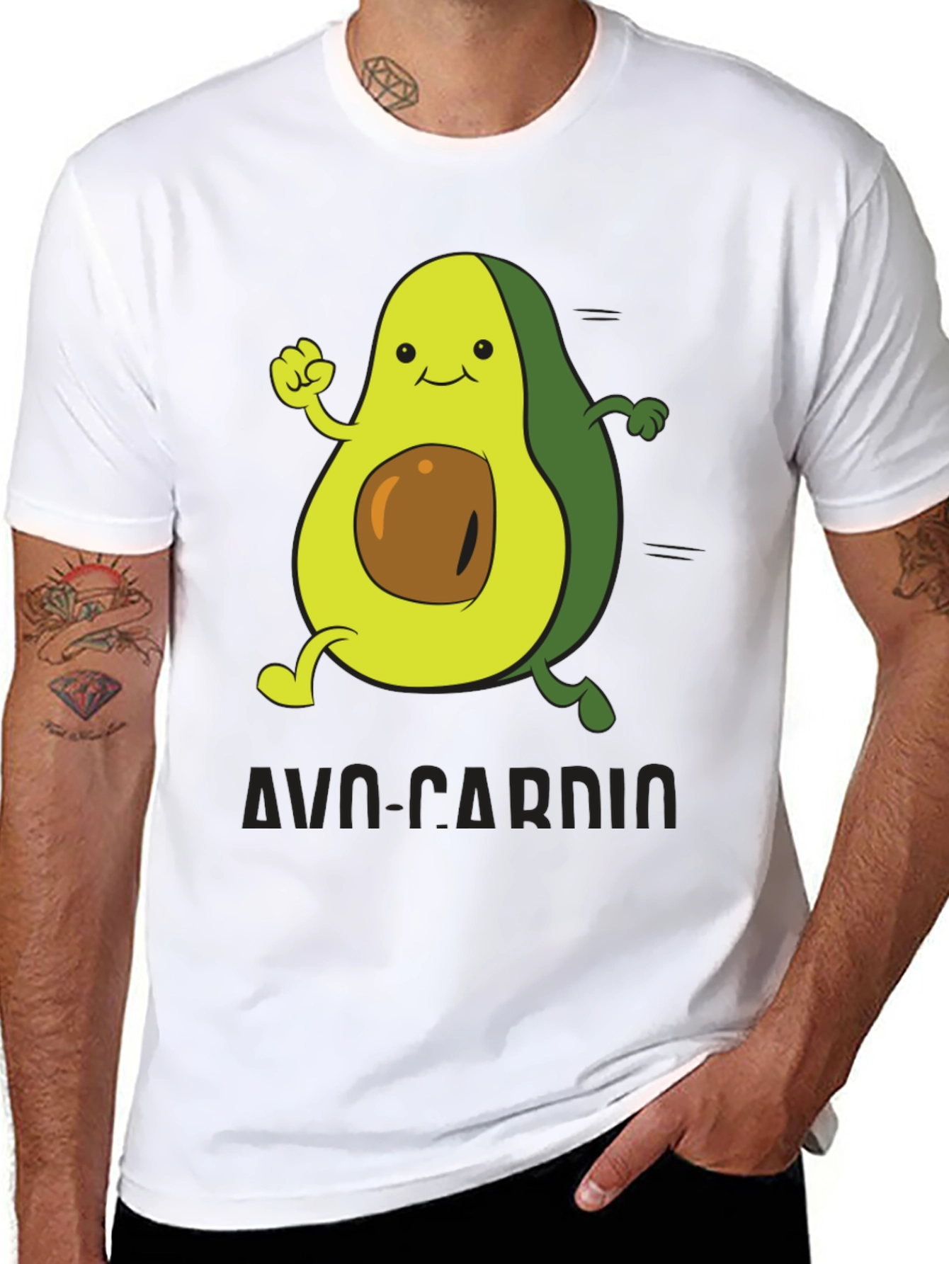 Black Avo-Cardio T-Shirt - Avocado Fitness Tee view 8