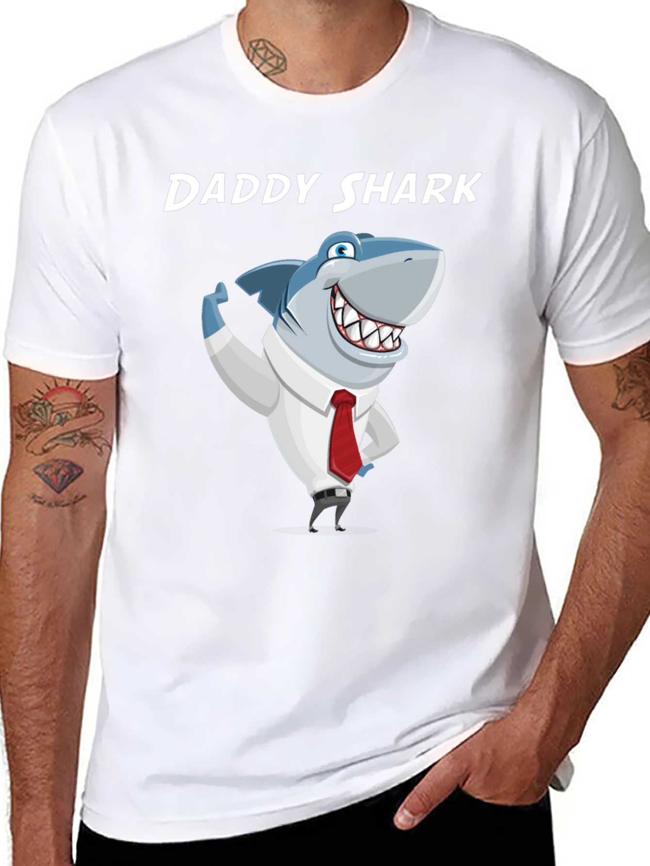 Black Daddy Shark Graphic T-Shirt - Men's Black Tee view 8