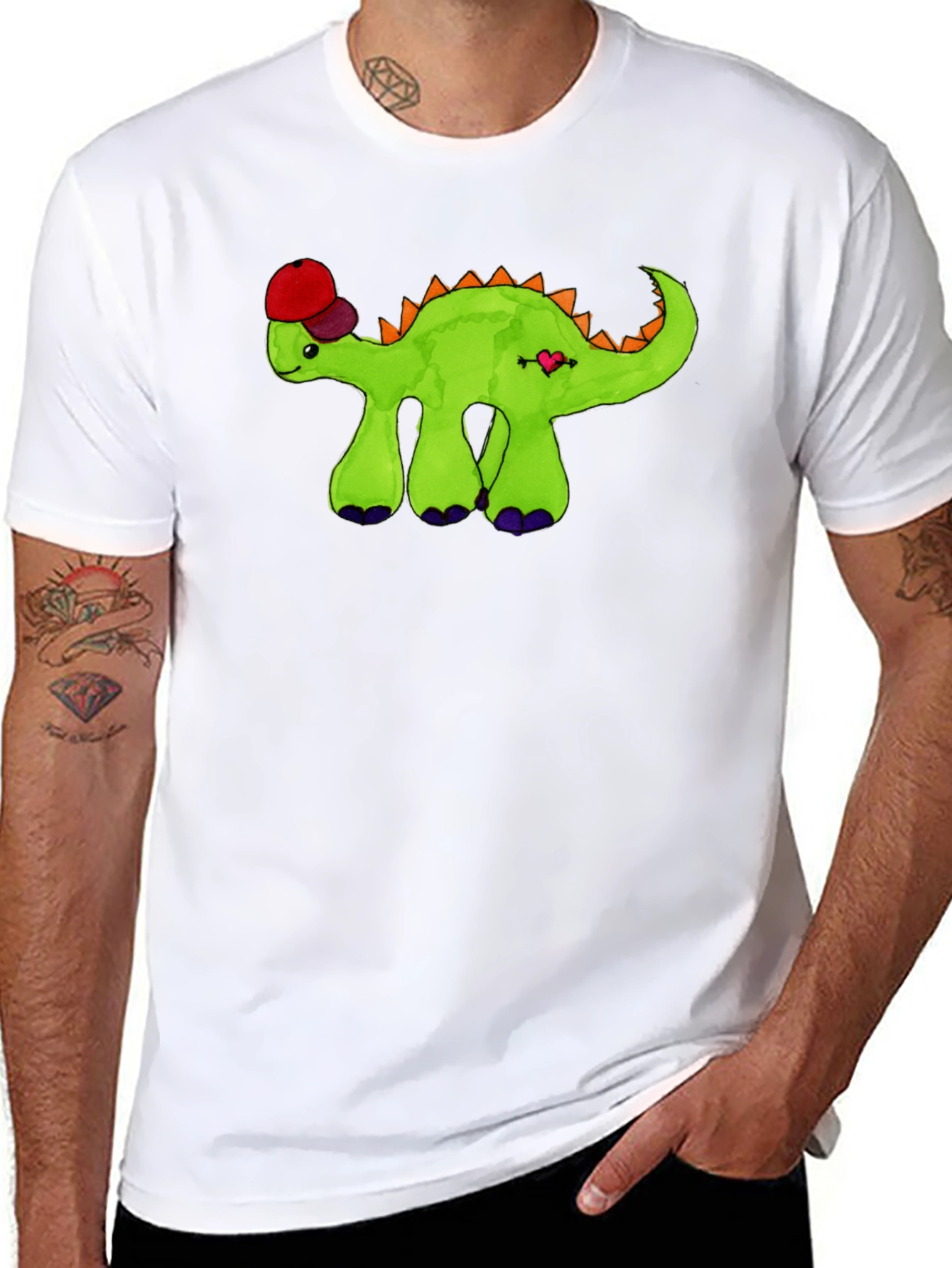 Black Dino with Hat Graphic Tee view 8