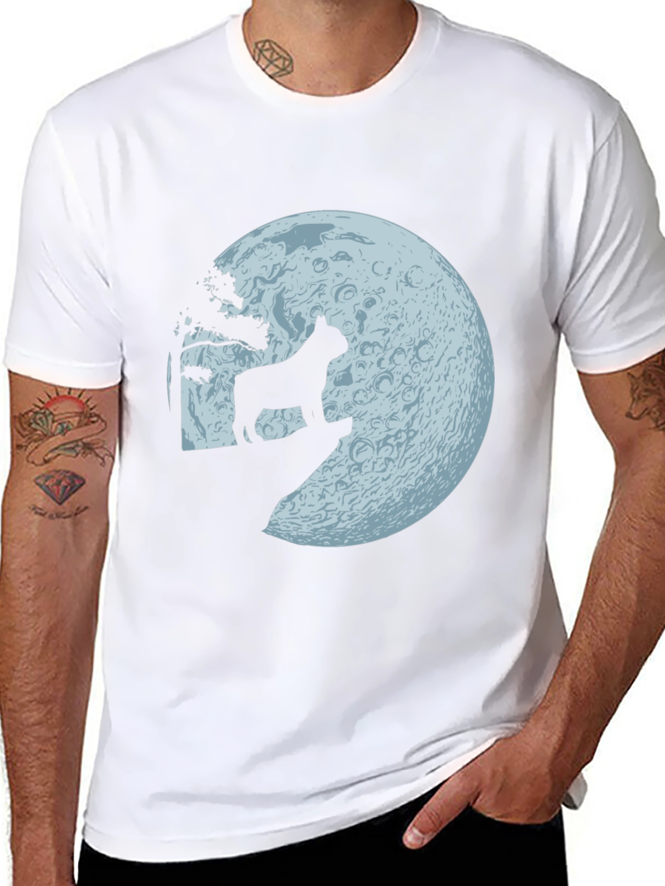 Black Dog Howling at Moon Graphic Tee view 8