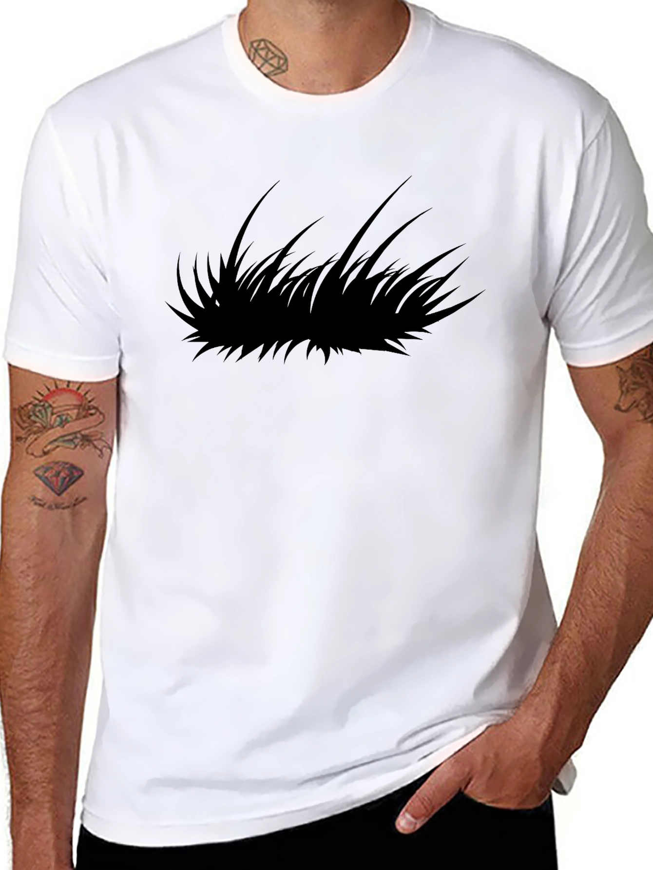Black Grass Design Black T-Shirt view 8