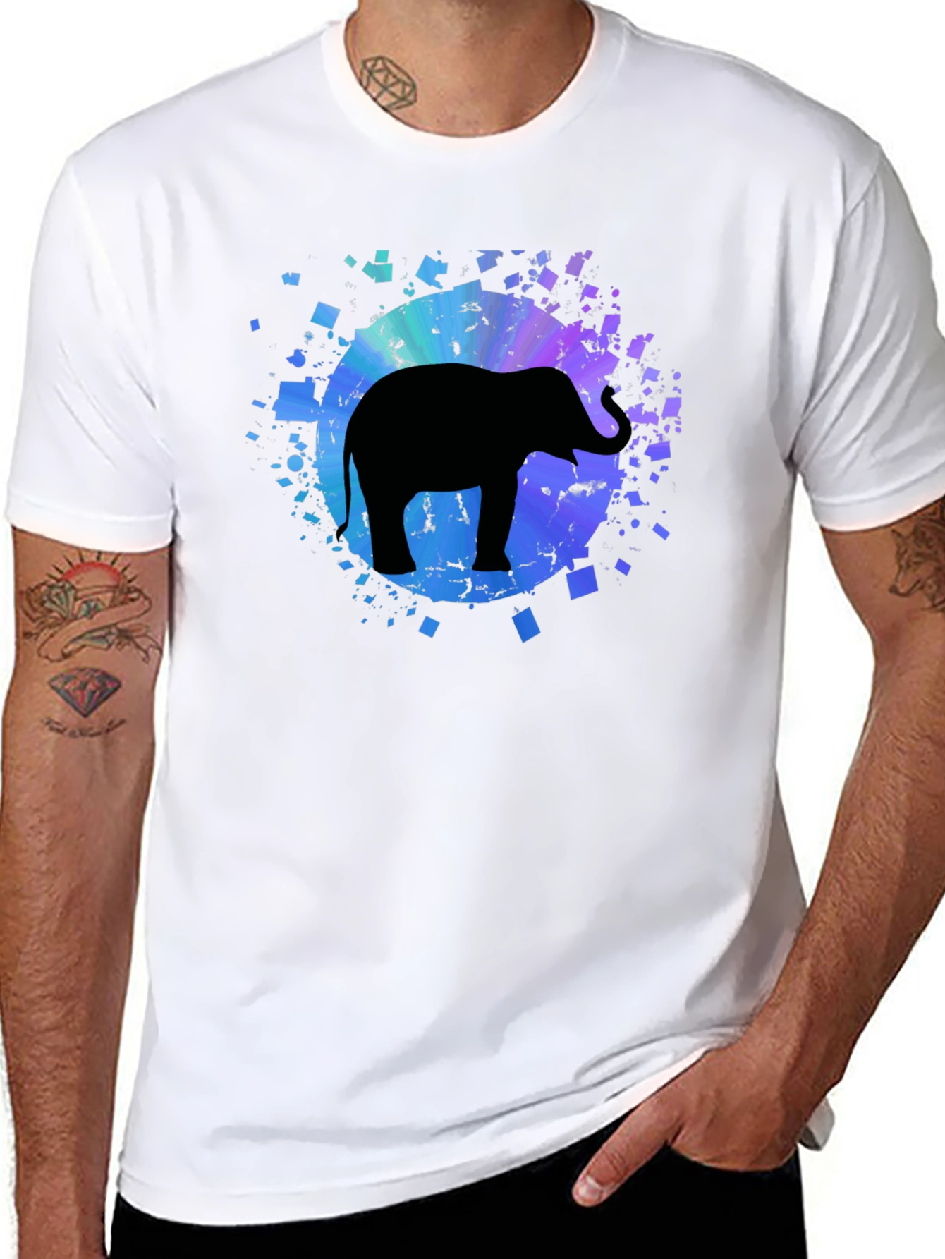 Black Elephant Graphic Tee - Men's Black Cotton T-Shirt view 8
