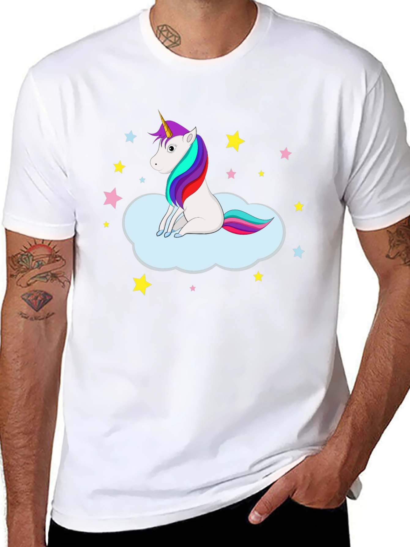 Black Unicorn Cloud Tee - Fun Graphic Print Shirt view 8