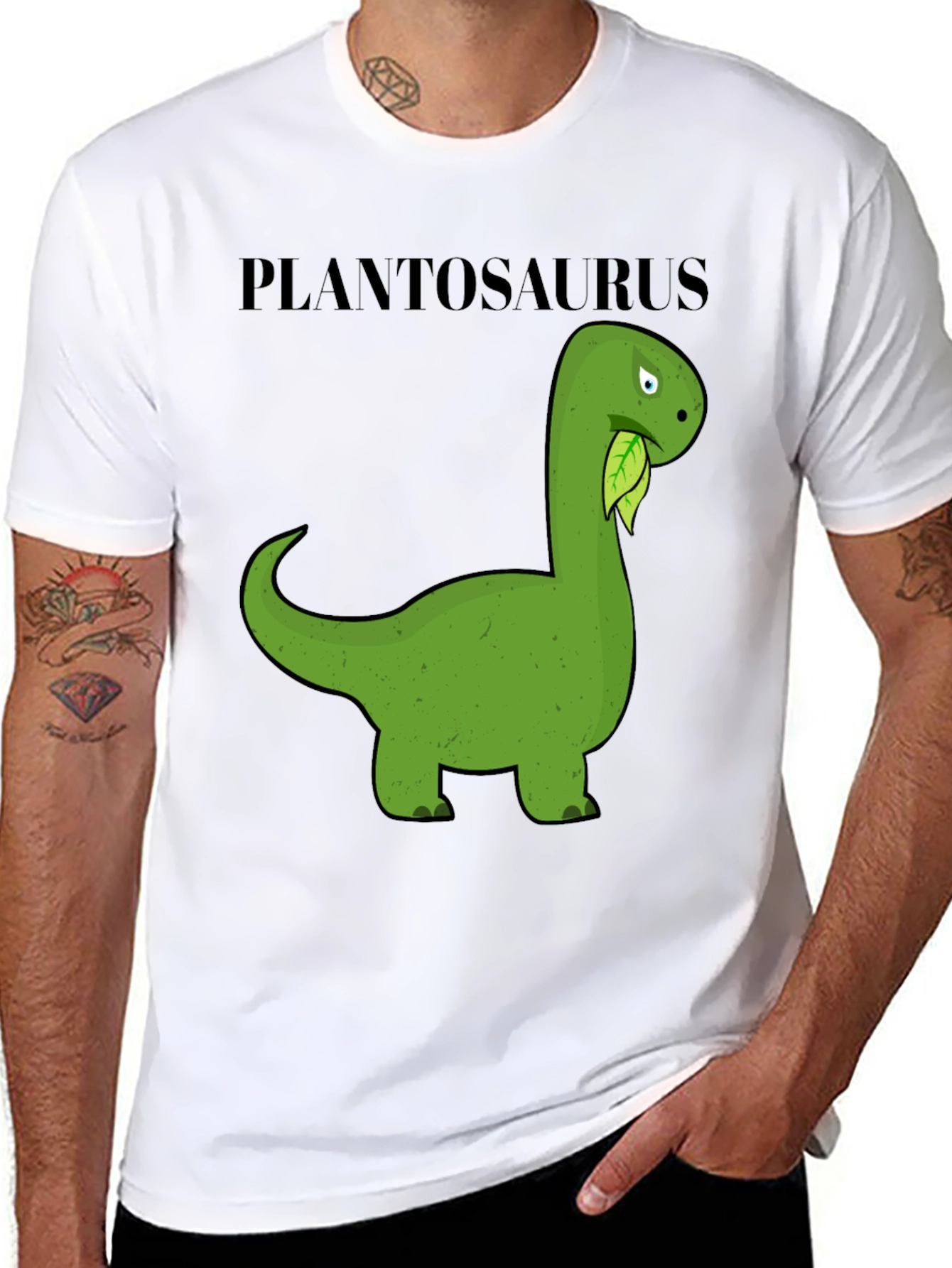 Black Plantosaurus T-Shirt - Funny Herbivore Dinosaur Tee view 8
