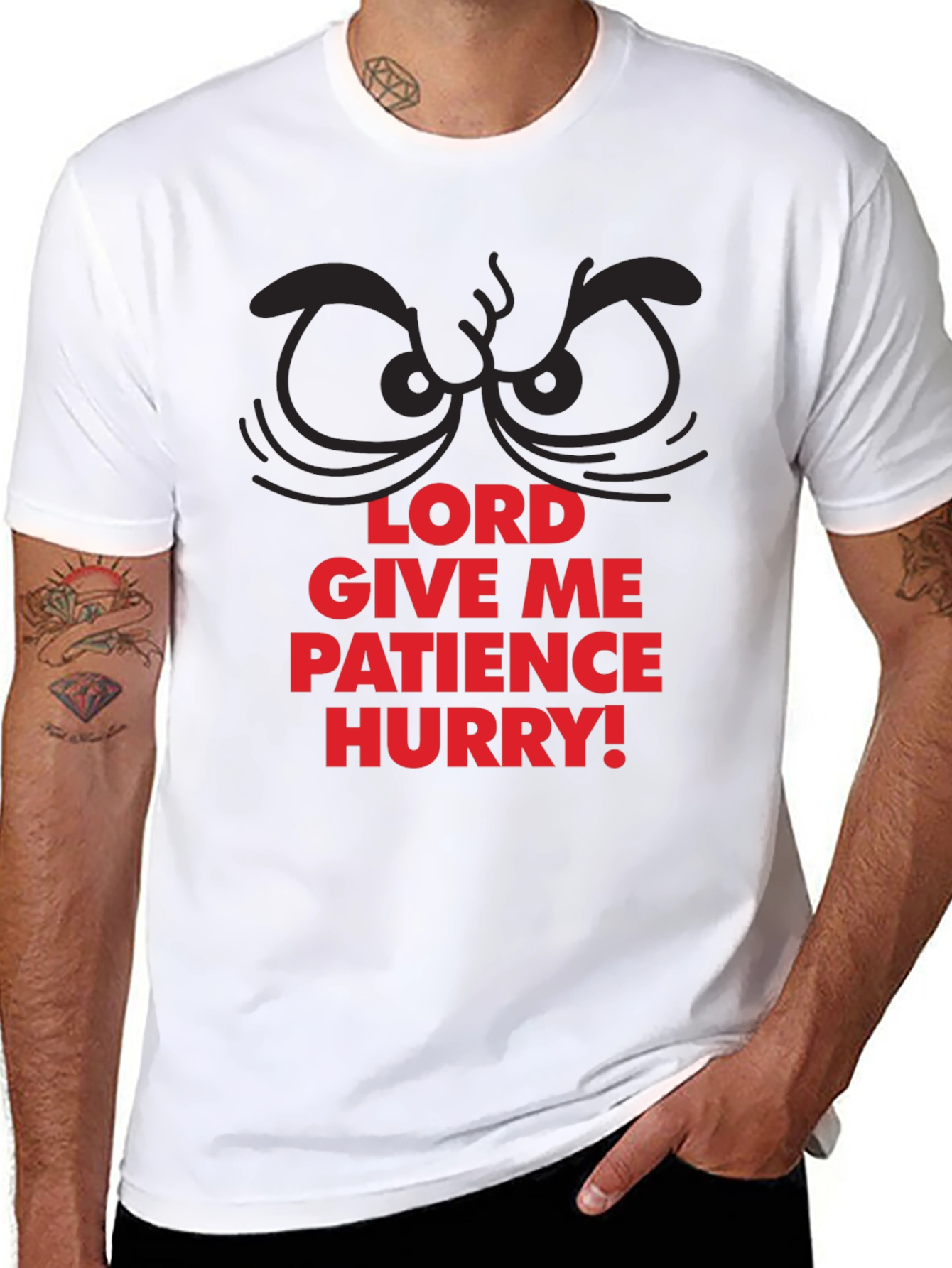 Black Funny Lord Give Me Patience Hurry! T-Shirt view 8