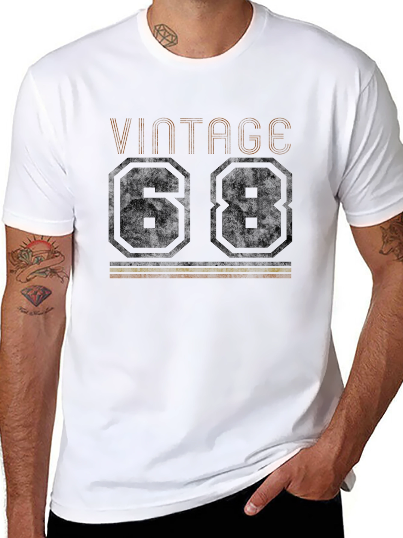 Black Vintage 68 T-Shirt Retro Birthday Tee view 8