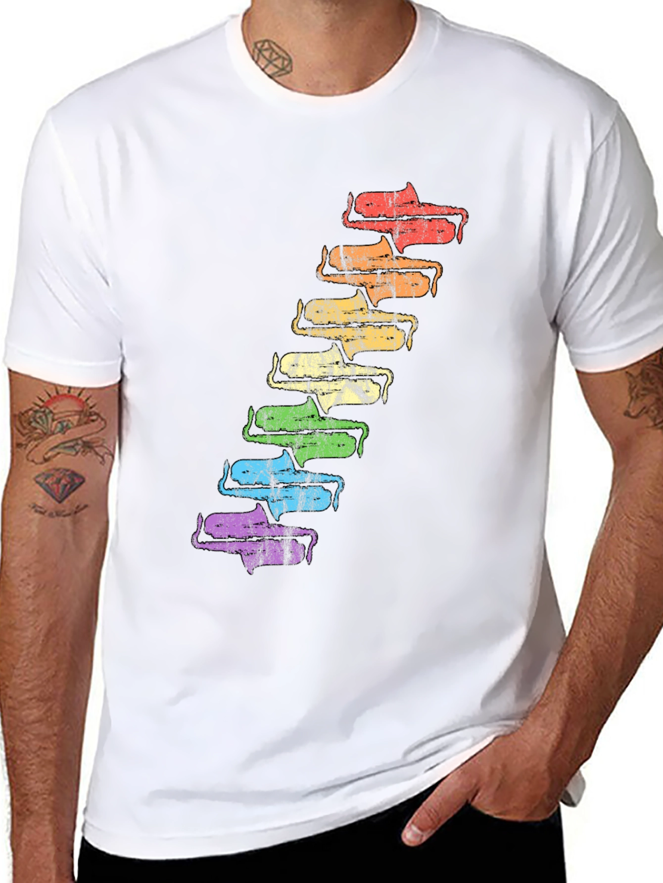 Black Retro Rainbow Saxophone T-Shirt - Unique Music Lover Tee view 8