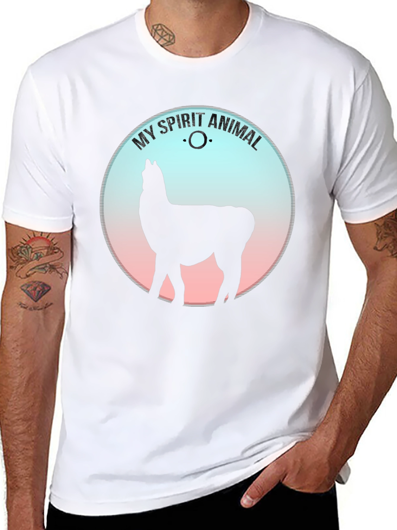 Black My Spirit Animal Llama Graphic Tee - Black view 8