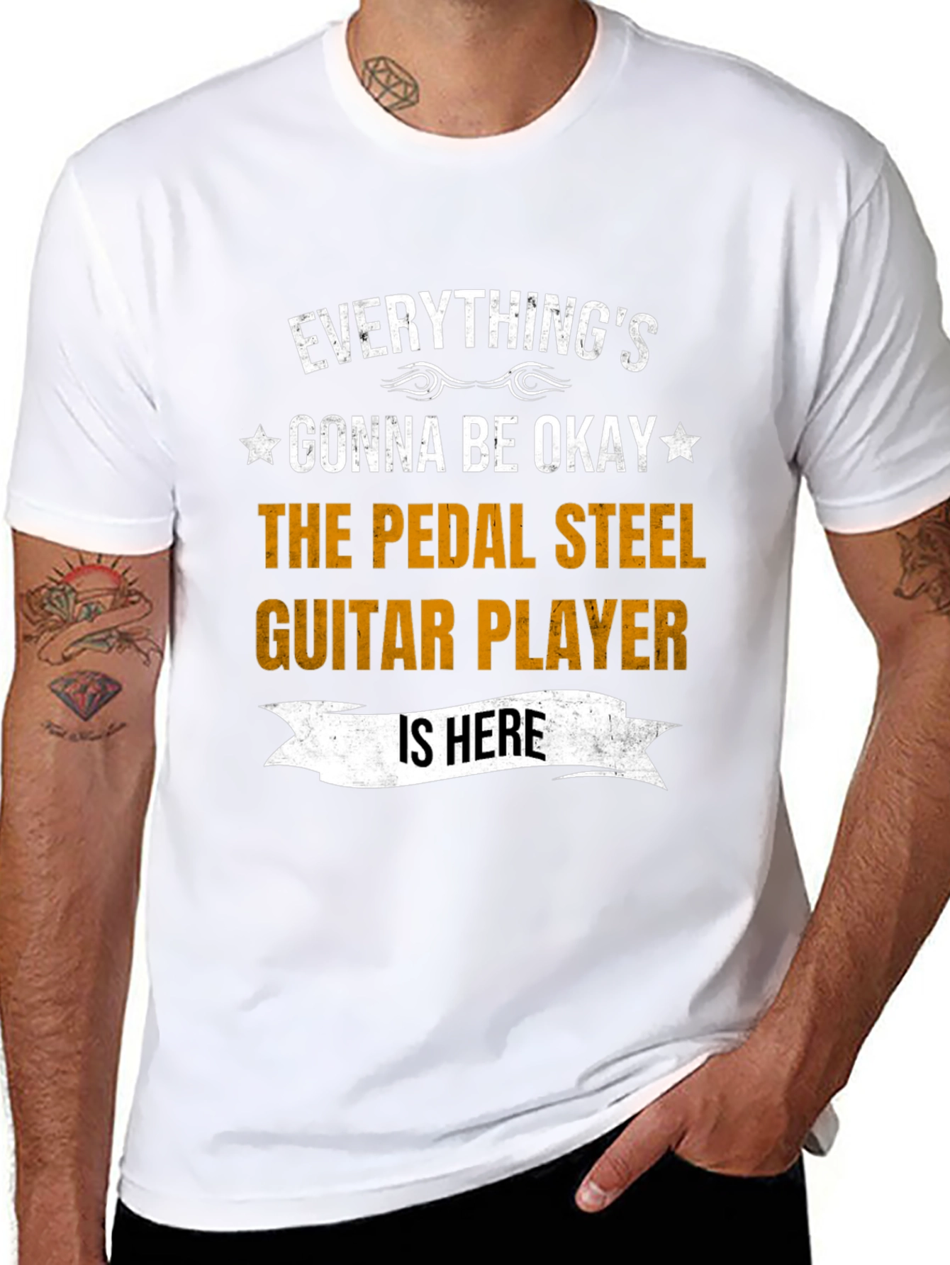 Black Everything's Gonna Be Okay Pedal Steel Guitar Player T-Shirt view 8