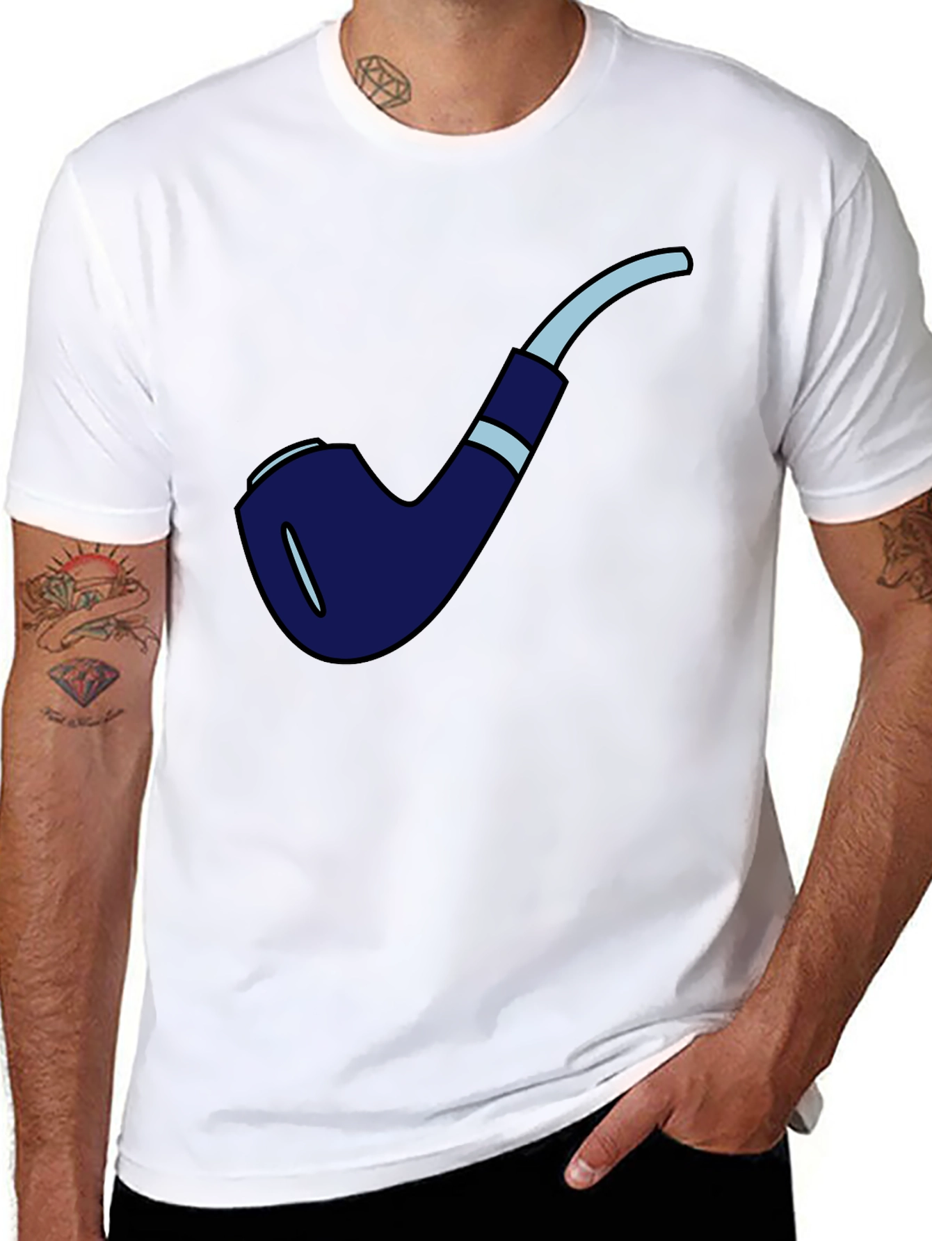 Black Novelty Smoking Pipe Graphic T-Shirt - Black view 8