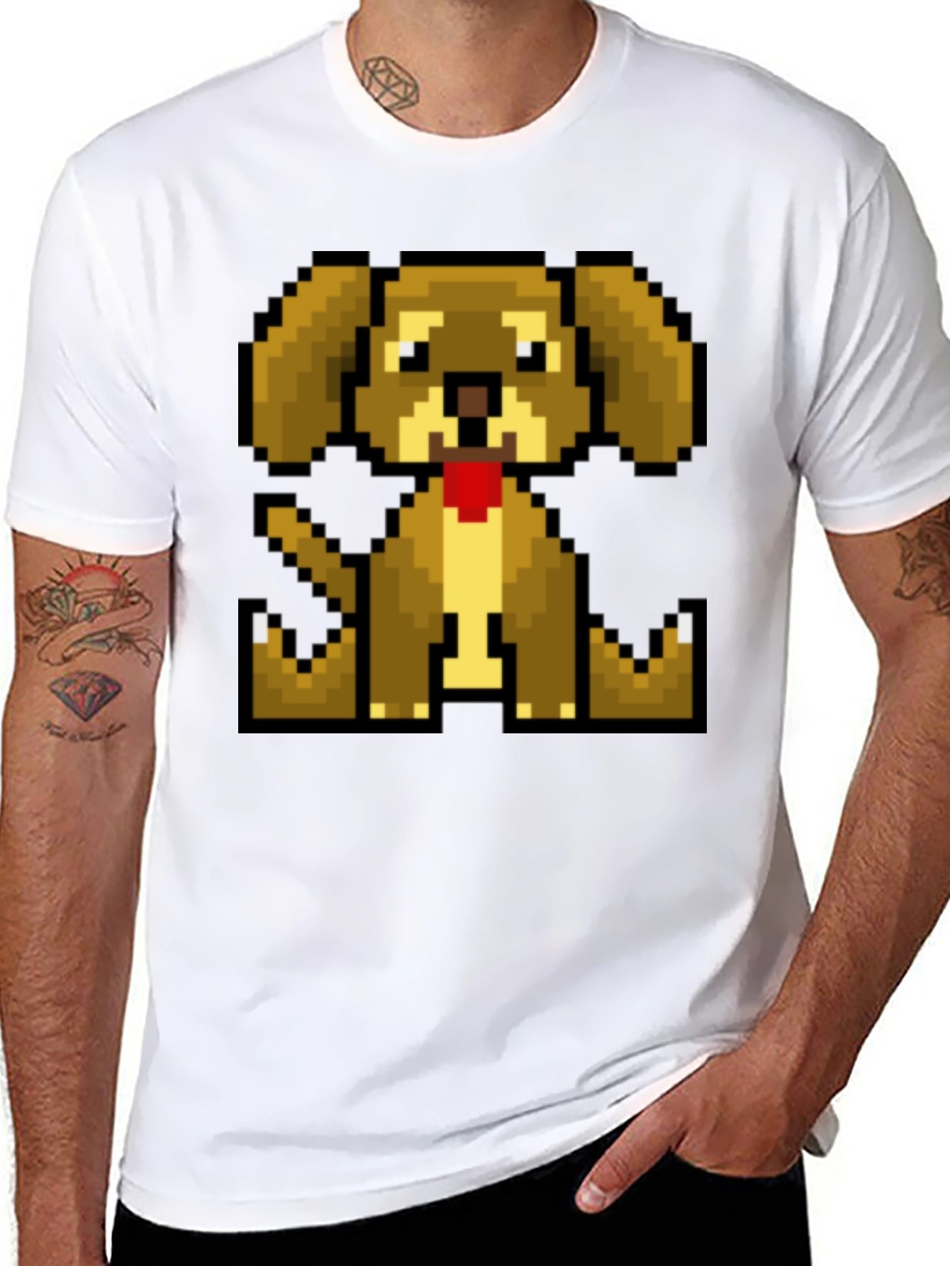 Black Pixelated Dog T-Shirt - Retro Gaming Style view 8