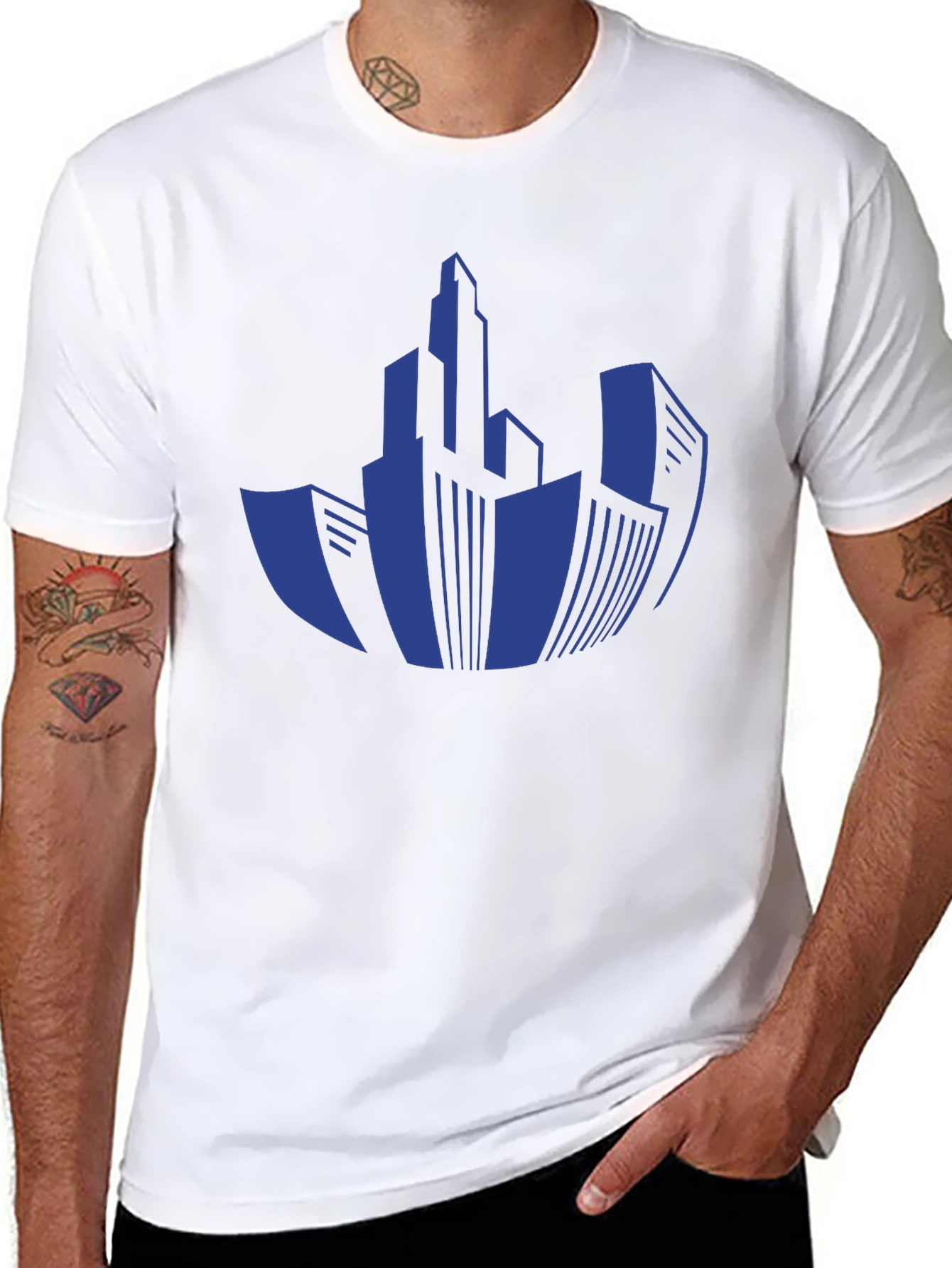 Black Cityscape Graphic T-Shirt - Modern Urban Design view 8