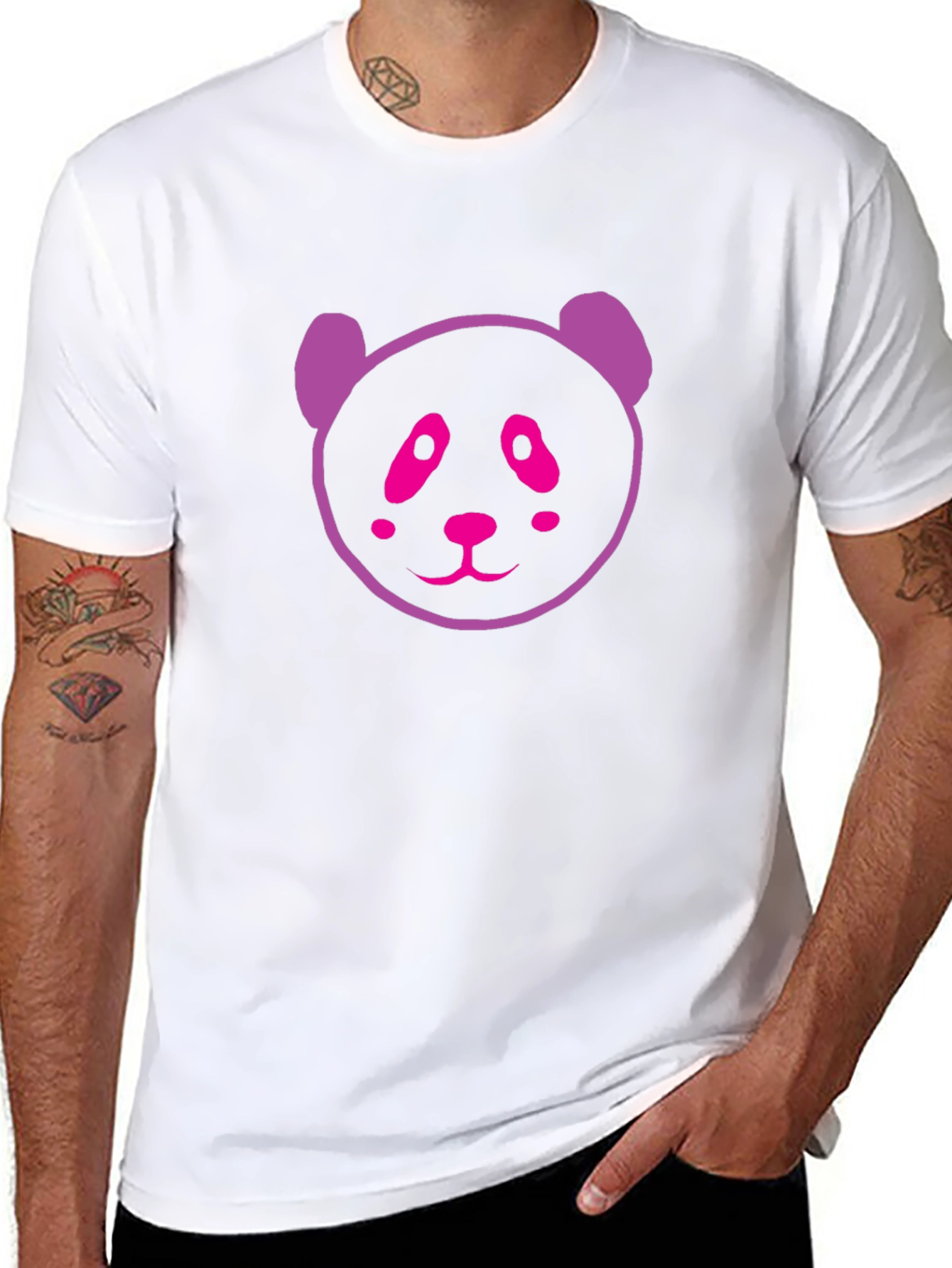 Black Cute Panda Graphic Black T-Shirt view 8