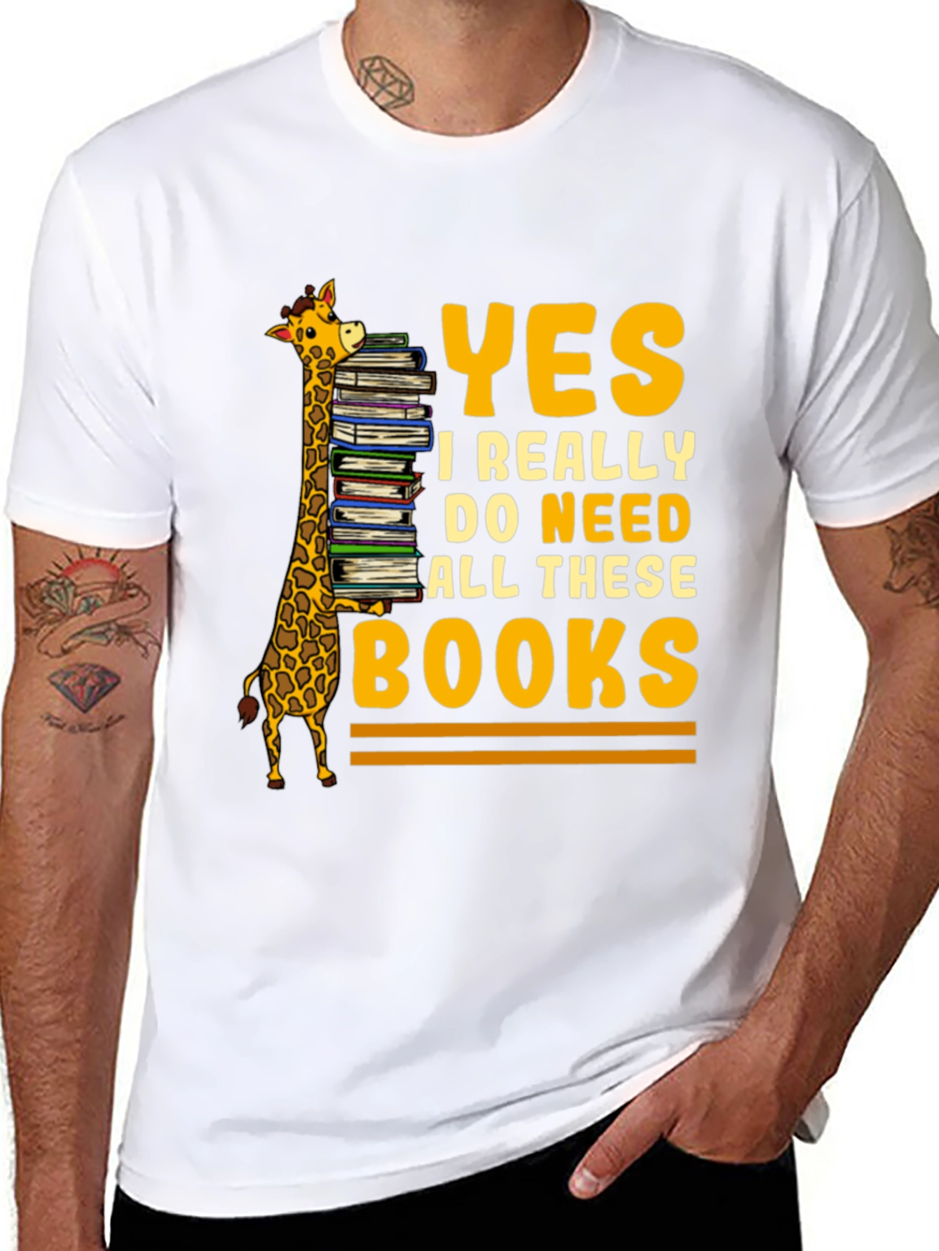 Black Giraffe Book Lover T-Shirt - Yes I Need All These Books! view 8