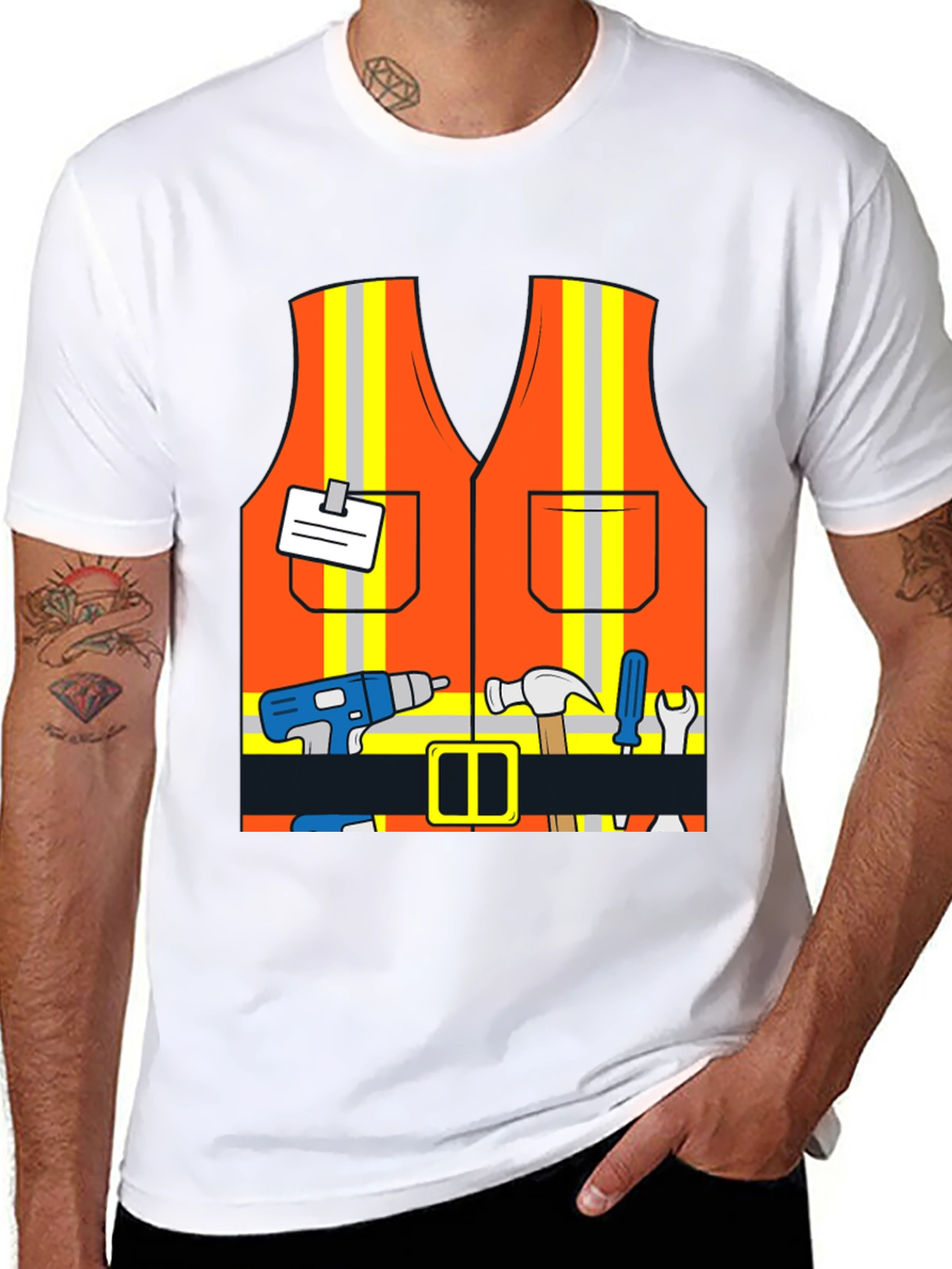 Black Construction Worker Costume T-Shirt view 8