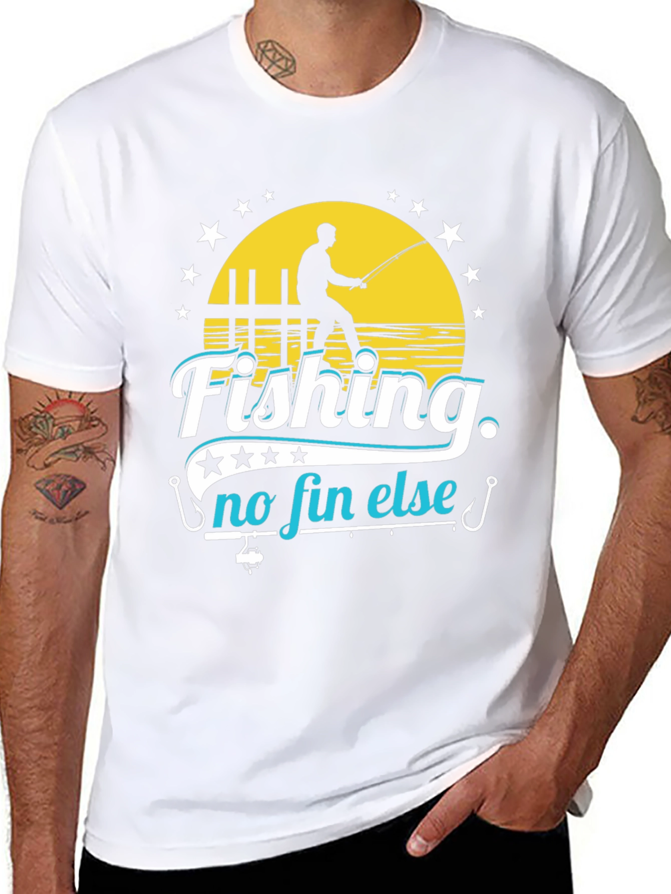 Black Fishing No Fin Else Black T-Shirt view 8
