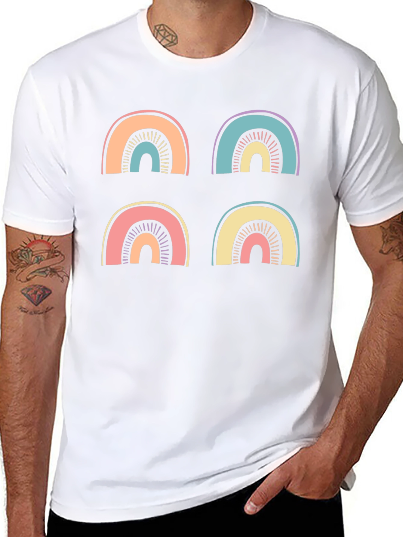 Black Retro Rainbow T-Shirt view 8