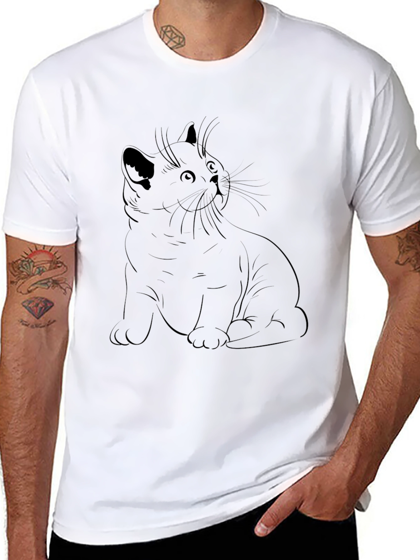 Black Black Cat Outline Graphic Tee | Modern Unisex Fit view 8
