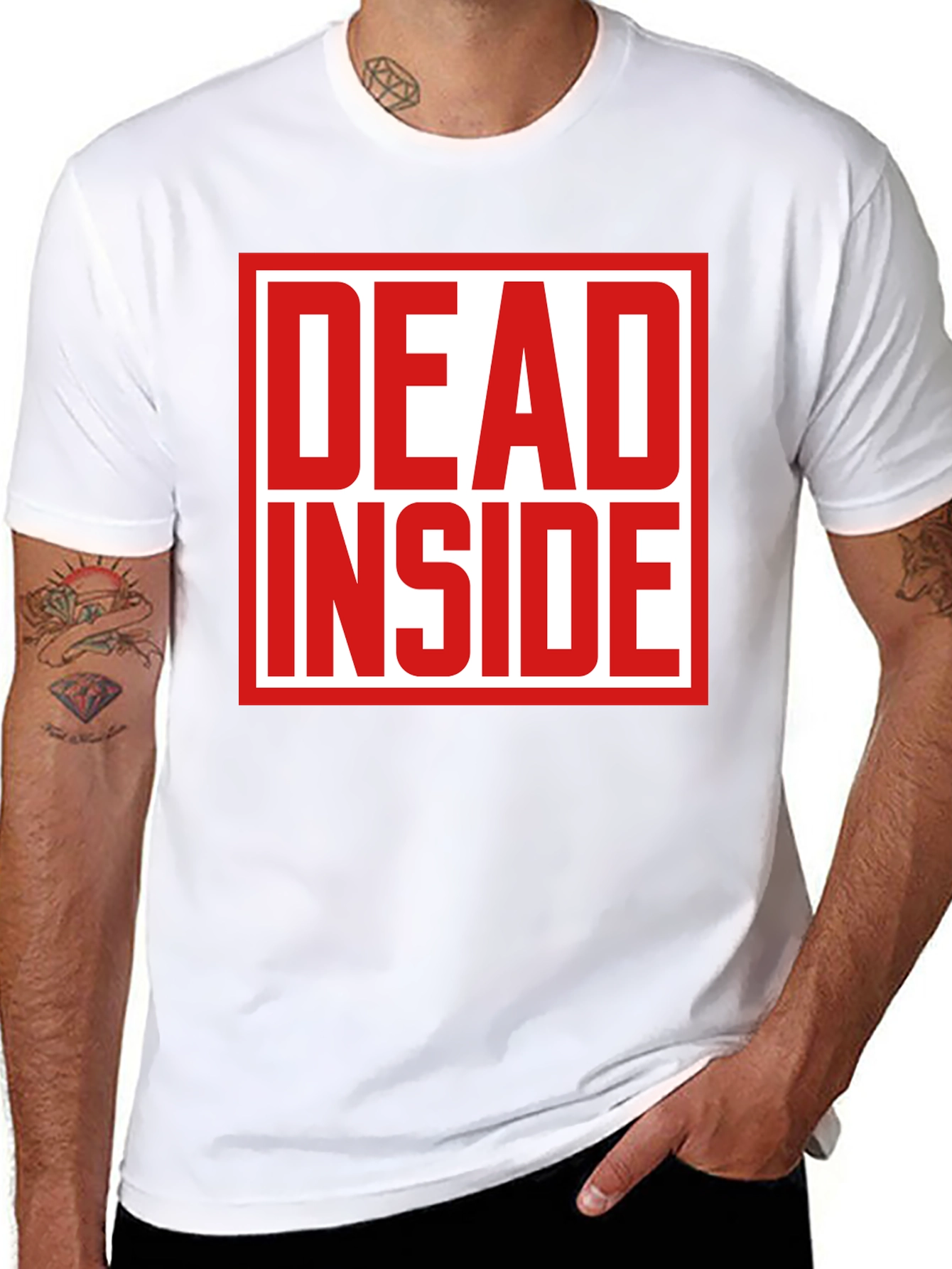 Black Dead Inside Graphic Tee - Black Short Sleeve Cotton T-Shirt view 8