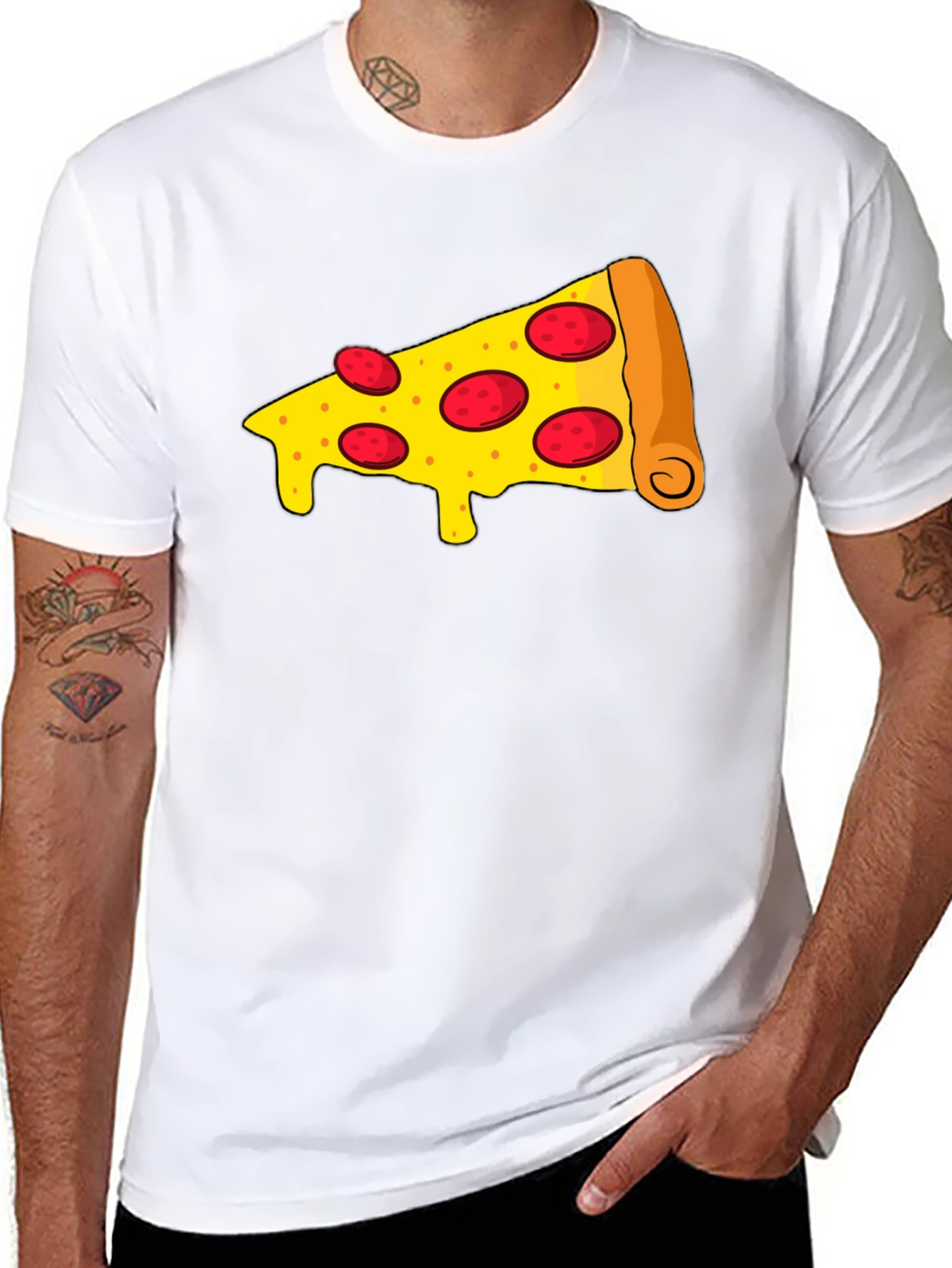 Black Pizza Slice Graphic Tee - Unisex Black T-Shirt view 8