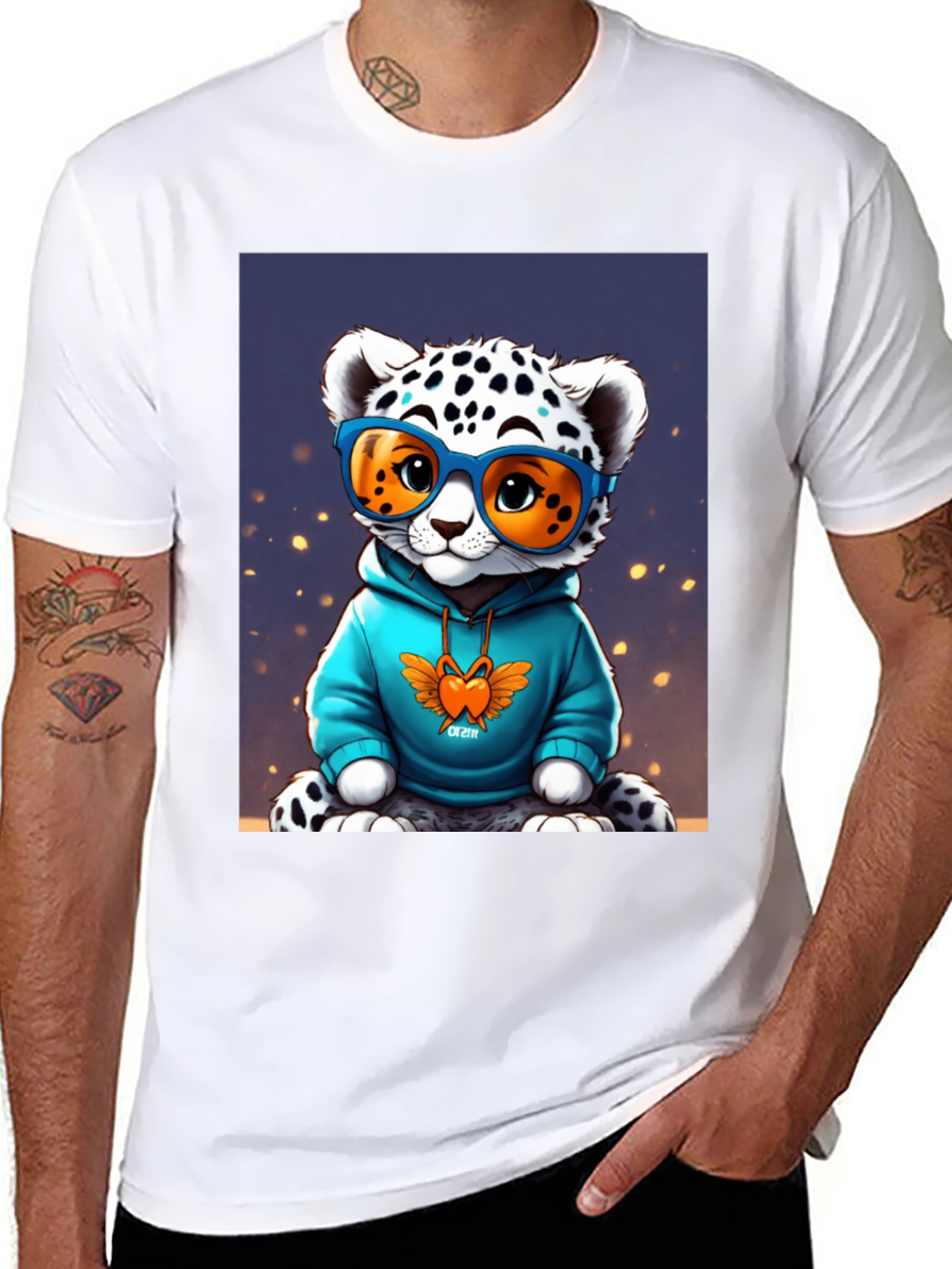 Black Cool Cat Tee - Funky Leopard Graphic T-Shirt view 8