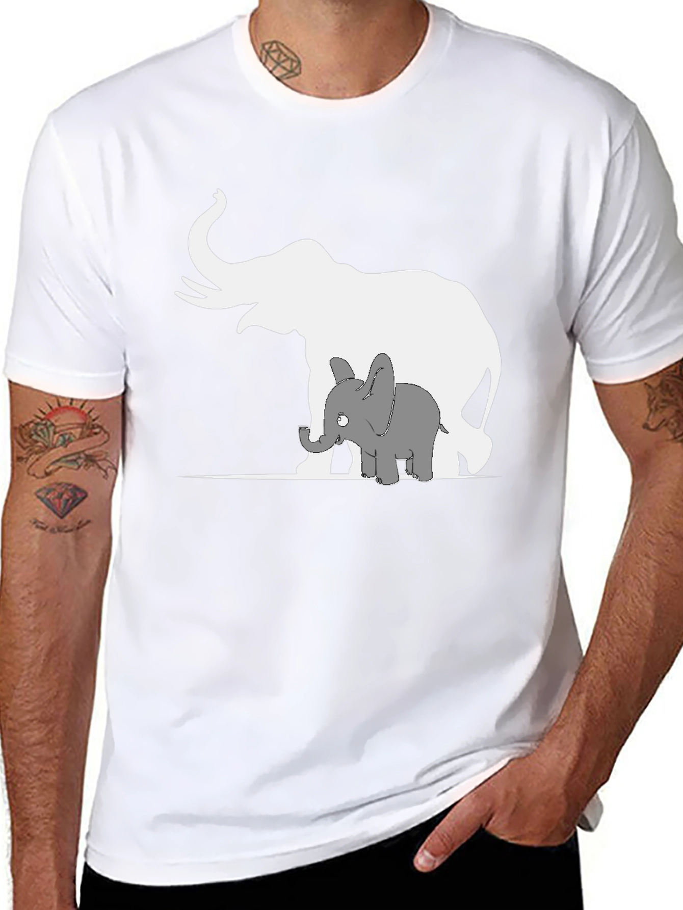 Black Elephant Family Graphic Tee - Black Cotton Casual Shirt view 8