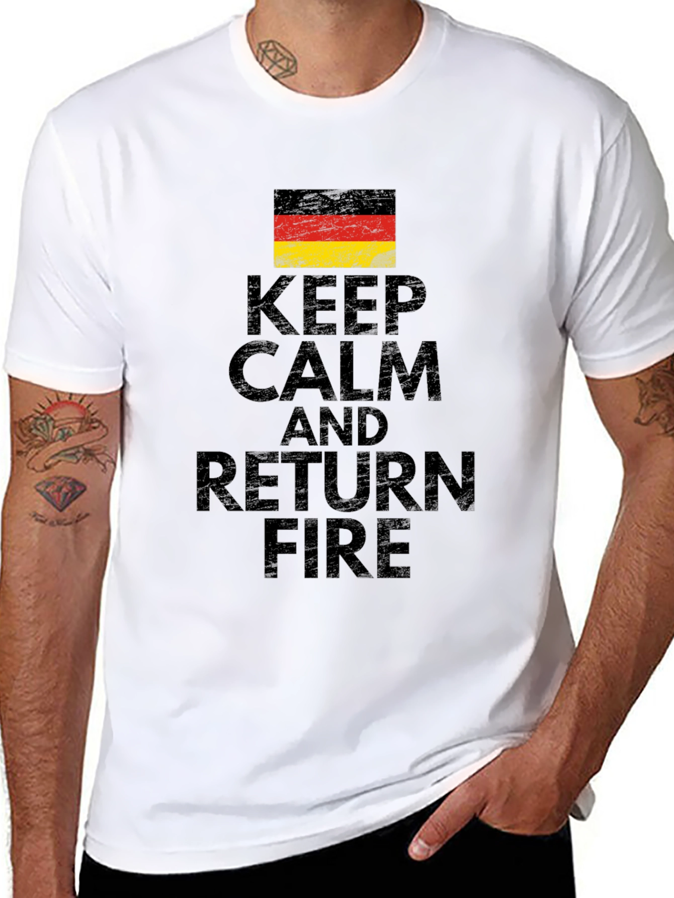Black Keep Calm & Return Fire T-Shirt - Black view 8