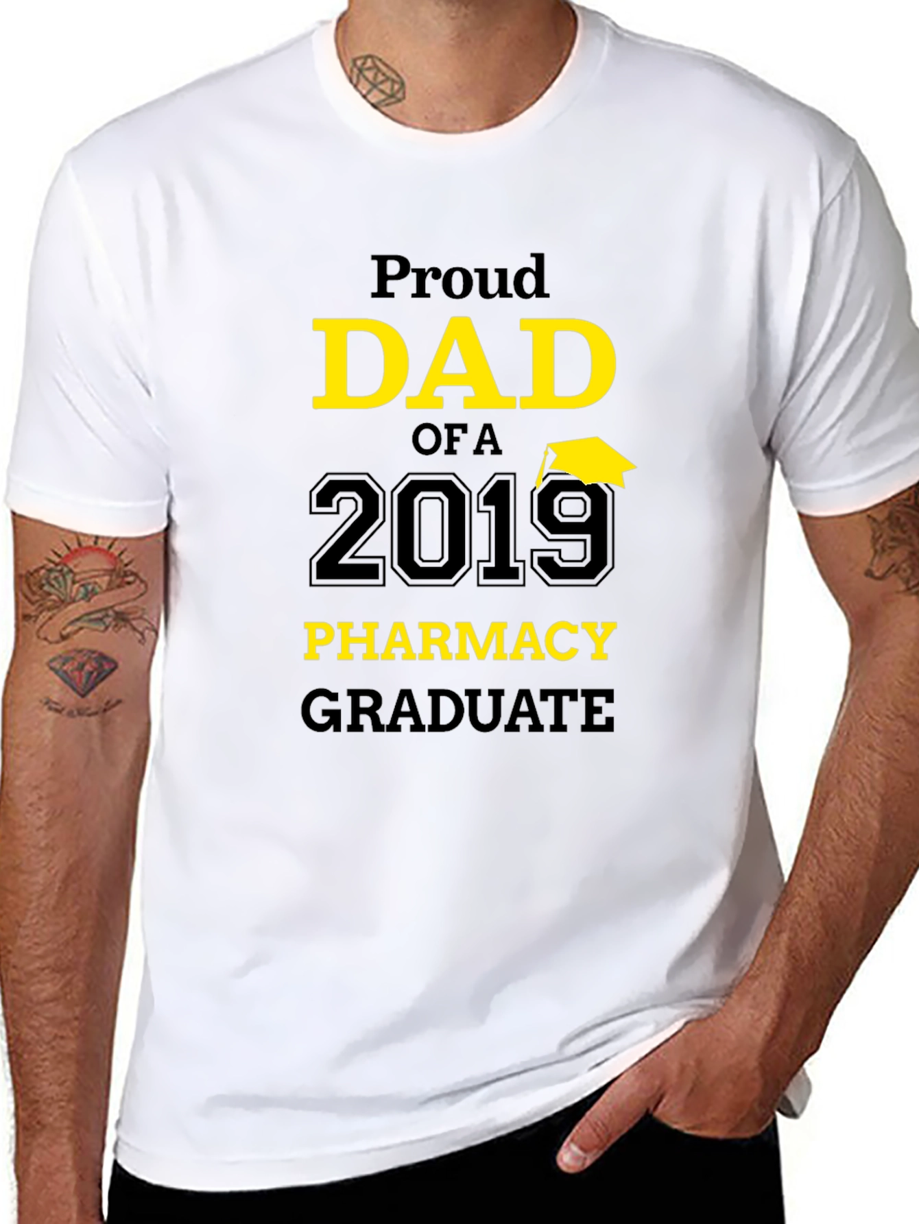 Black Proud Dad of a 2019 Pharmacy Graduate Black T-Shirt view 8