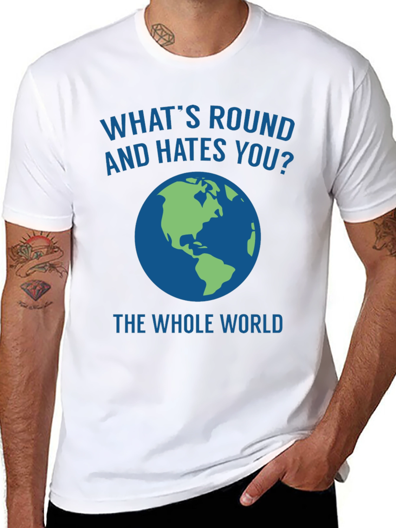 Black What's Round and Hates You? Graphic Tee view 8