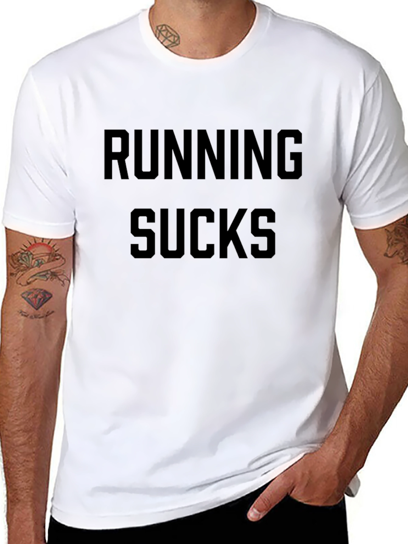 Black Running Sucks T-Shirt - Funny Workout Tee view 8