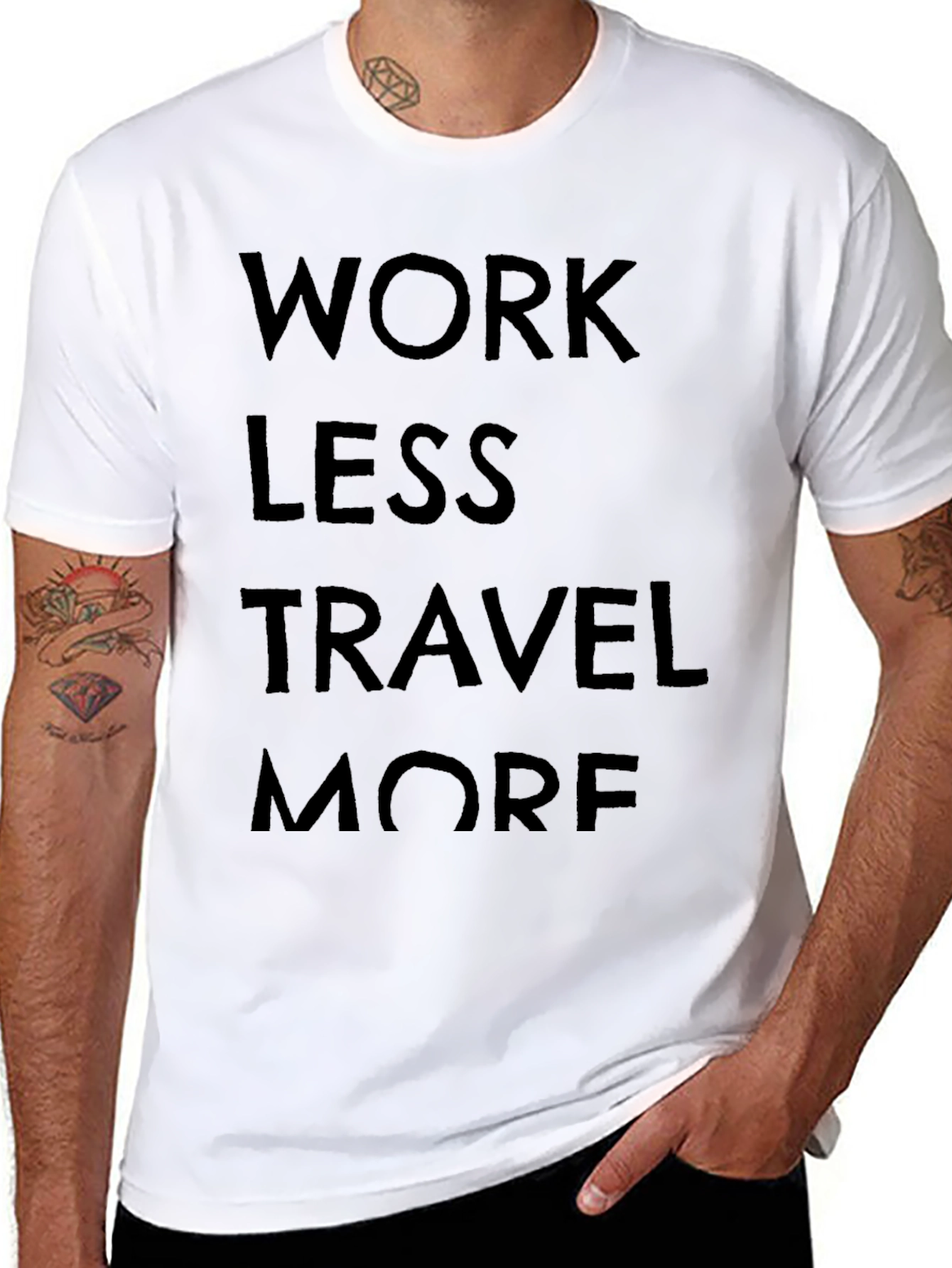Black Work Less Travel More Graphic Tee view 8