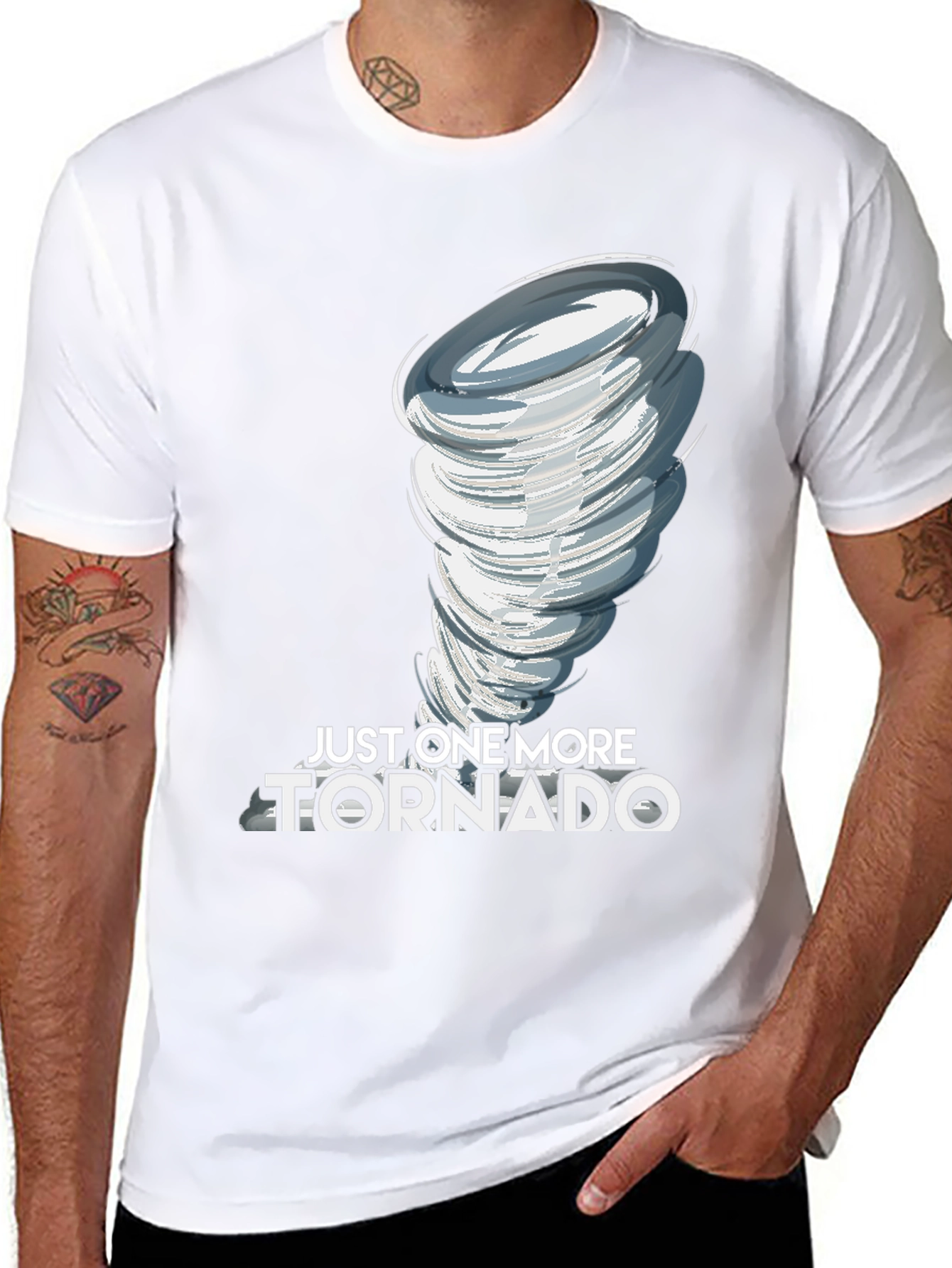 Black Just One More Tornado Black Graphic T-Shirt view 8