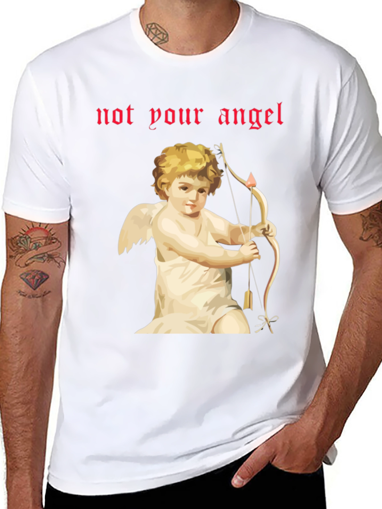 Black Not Your Angel Cupid Graphic Tee - Black T-Shirt view 8