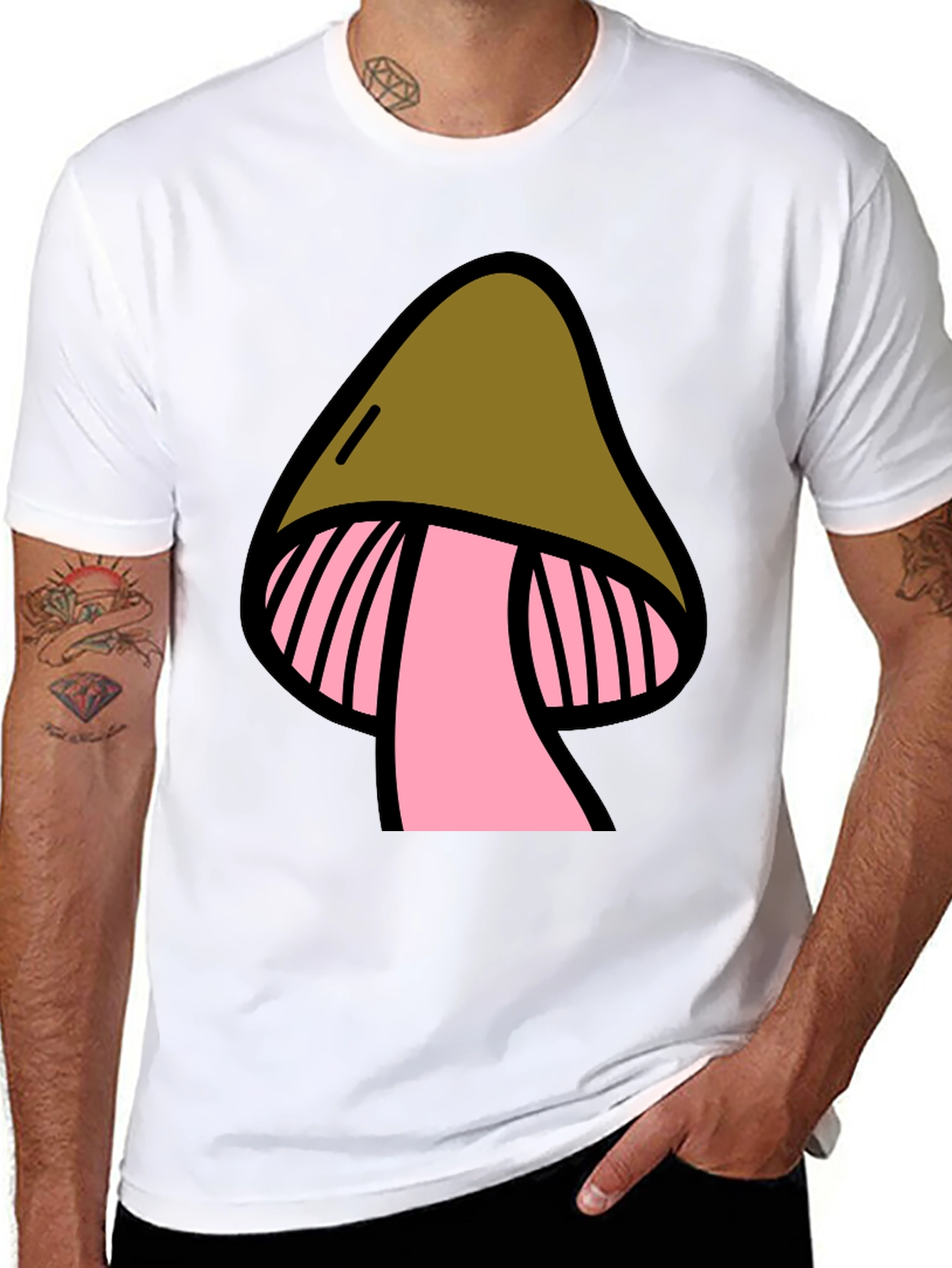 Black Mushroom Graphic Black T-Shirt view 8