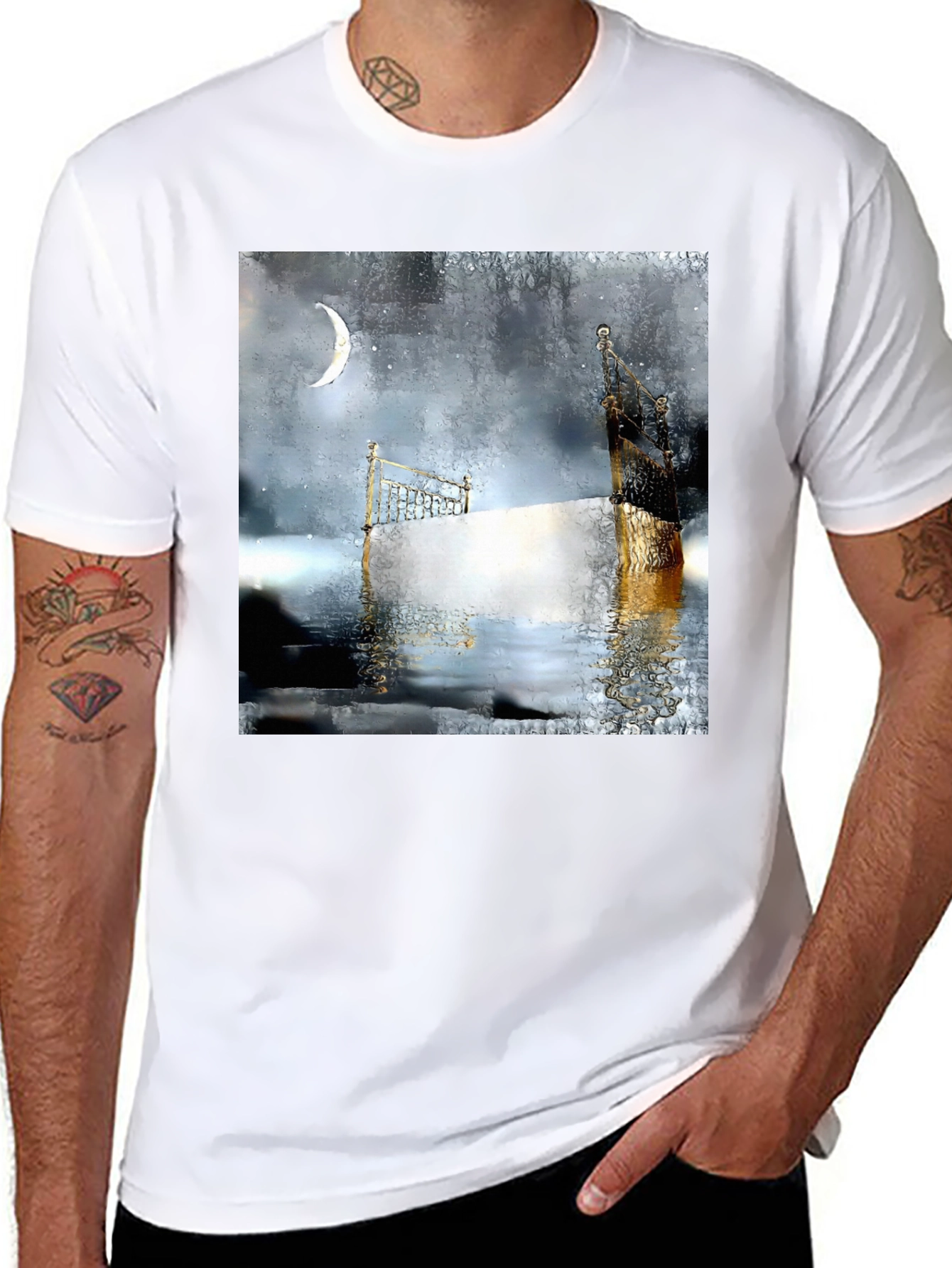 Black Surreal Dreamscape Black Tee view 8