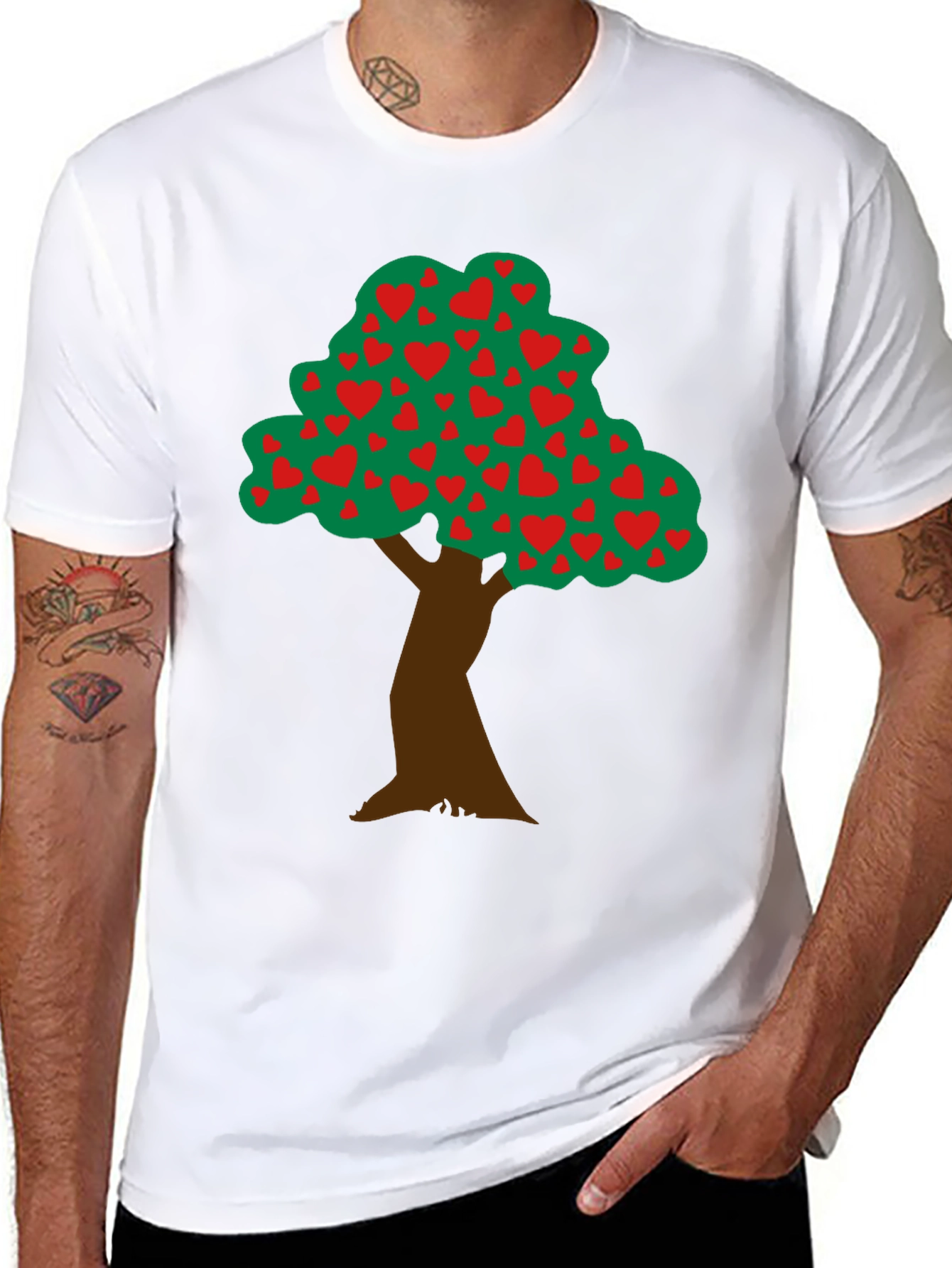 Black Heart Tree Graphic Tee - Black Cotton Blend view 8