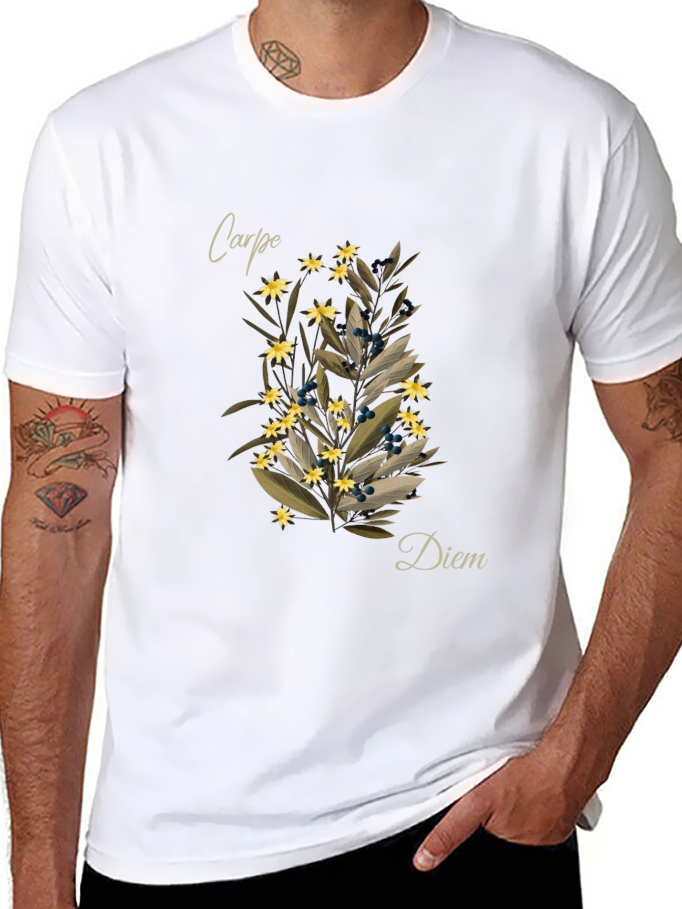Black Carpe Diem Floral T-Shirt - Seize the Day view 8