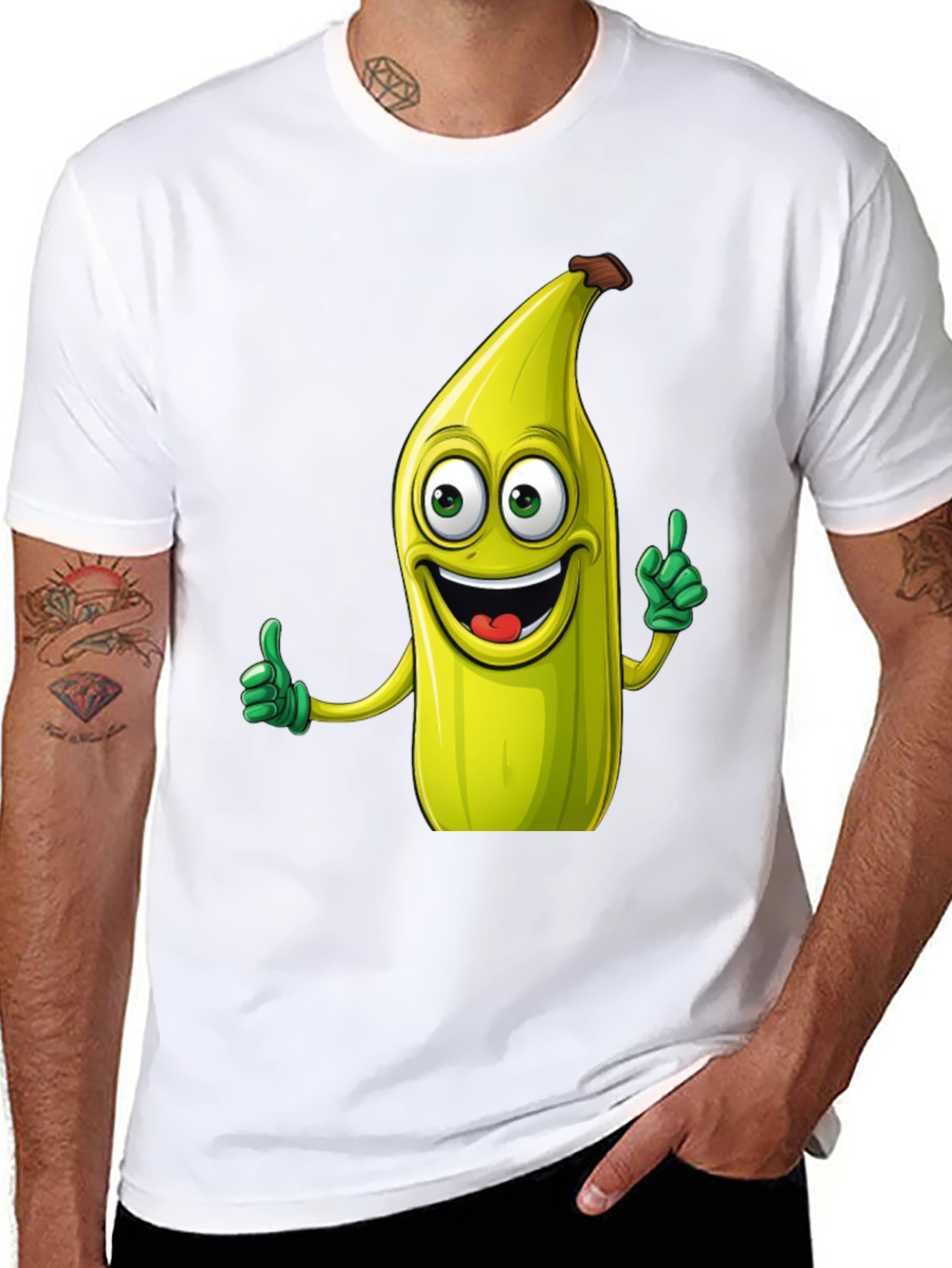 Black Funny Banana Cartoon Black T-Shirt view 8